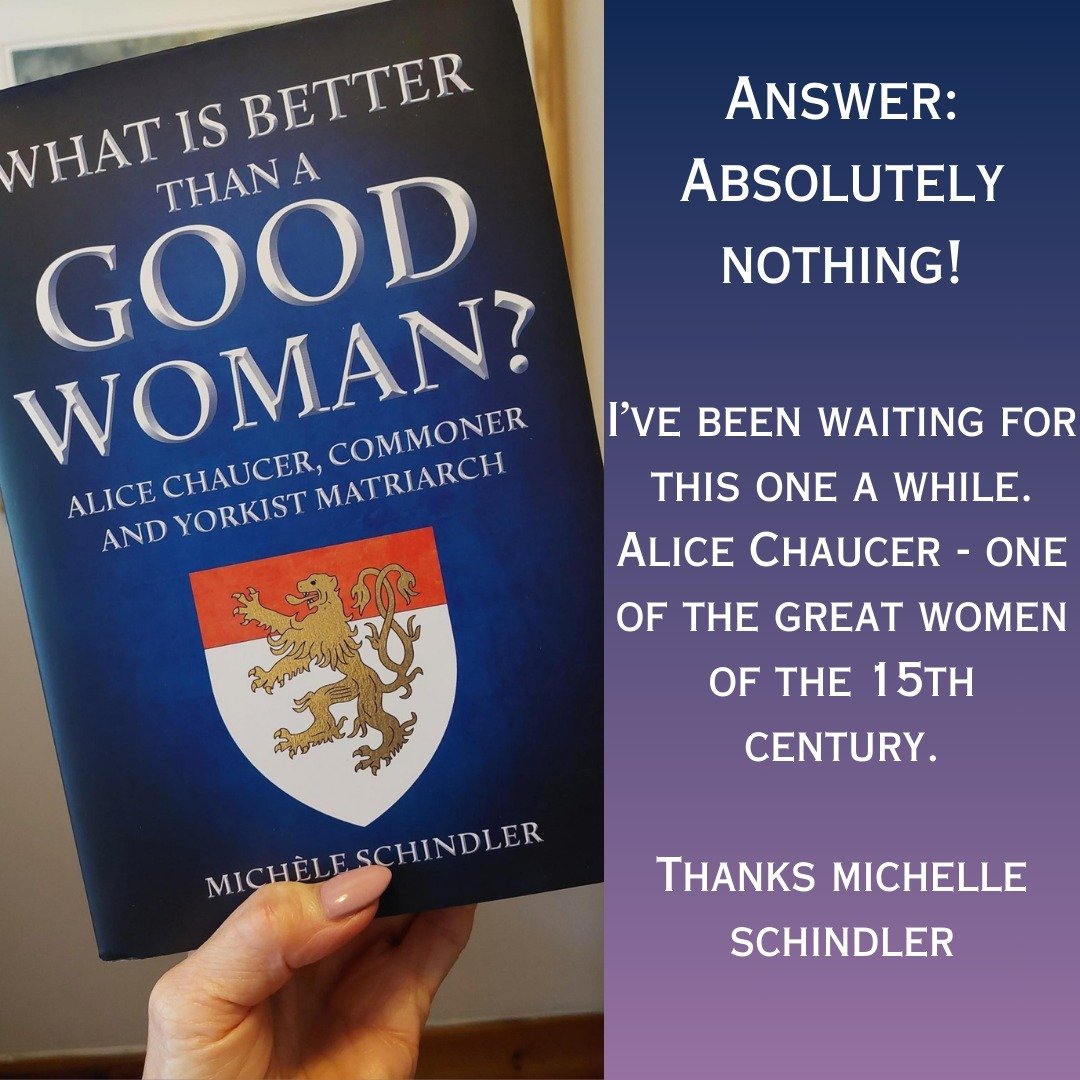 Alice Chaucer, Countess of Salisbury, Duchess of Suffolk. The only woman not born noble to become a major political player in 15th century England. She was widowed at 11, from a marriage that, none the less, set her on the road to power. Her 2nd husb