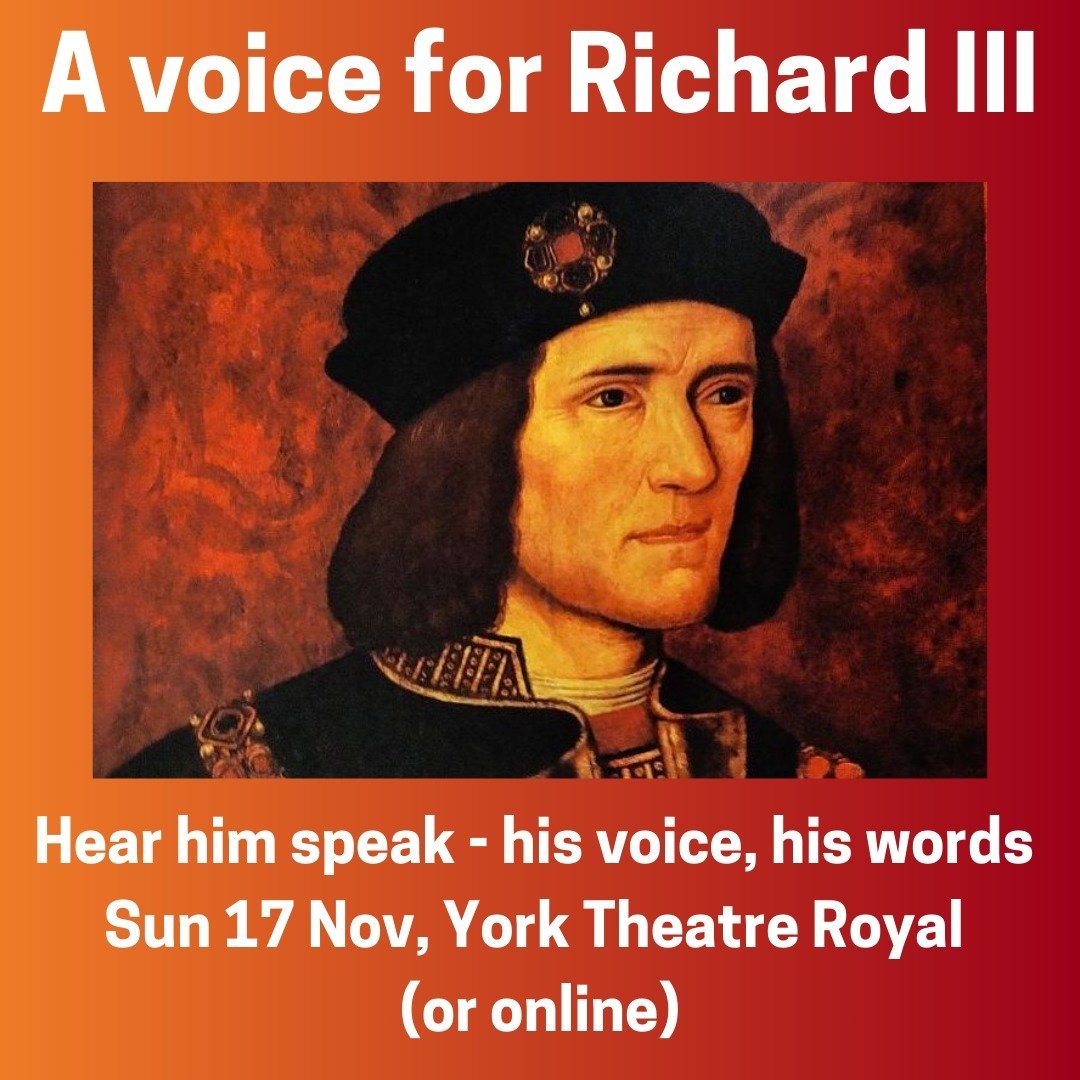 I'm blown away by the science of this. Working at the forefront of human-historical reconstruction, scientists have recreated the voice of Richard III. Hear him speak - his words, his pronunciation, his voice! Book your place for this landmark event 