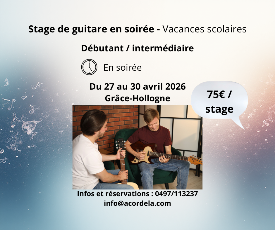 Stage de guitare avril 2026