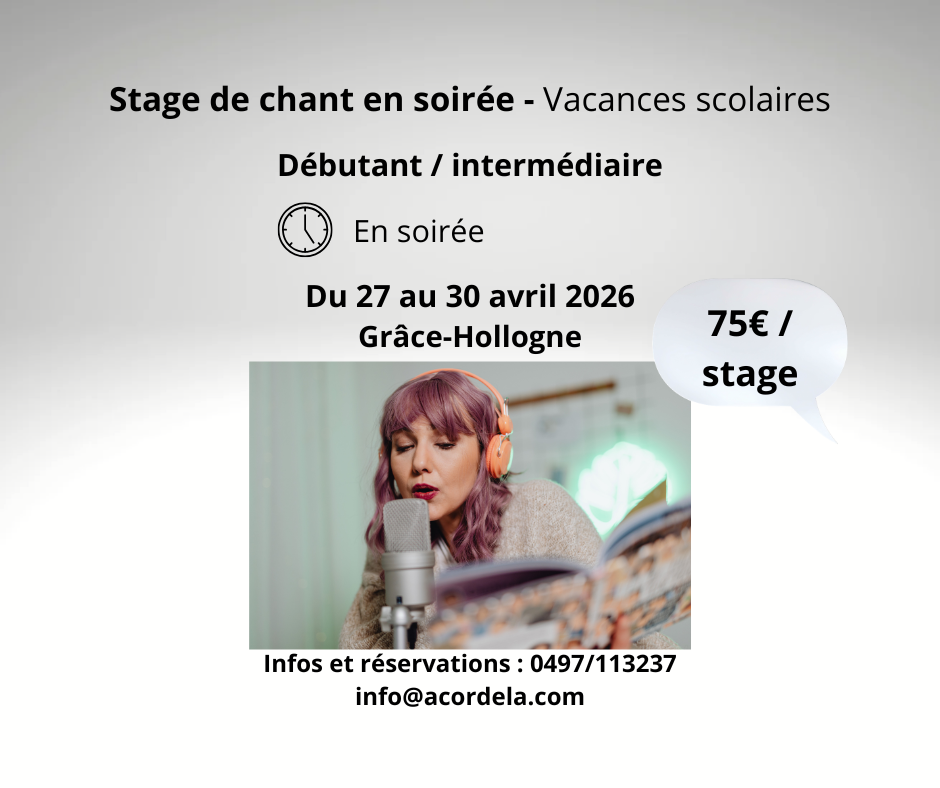 Stage de chant avril 2026