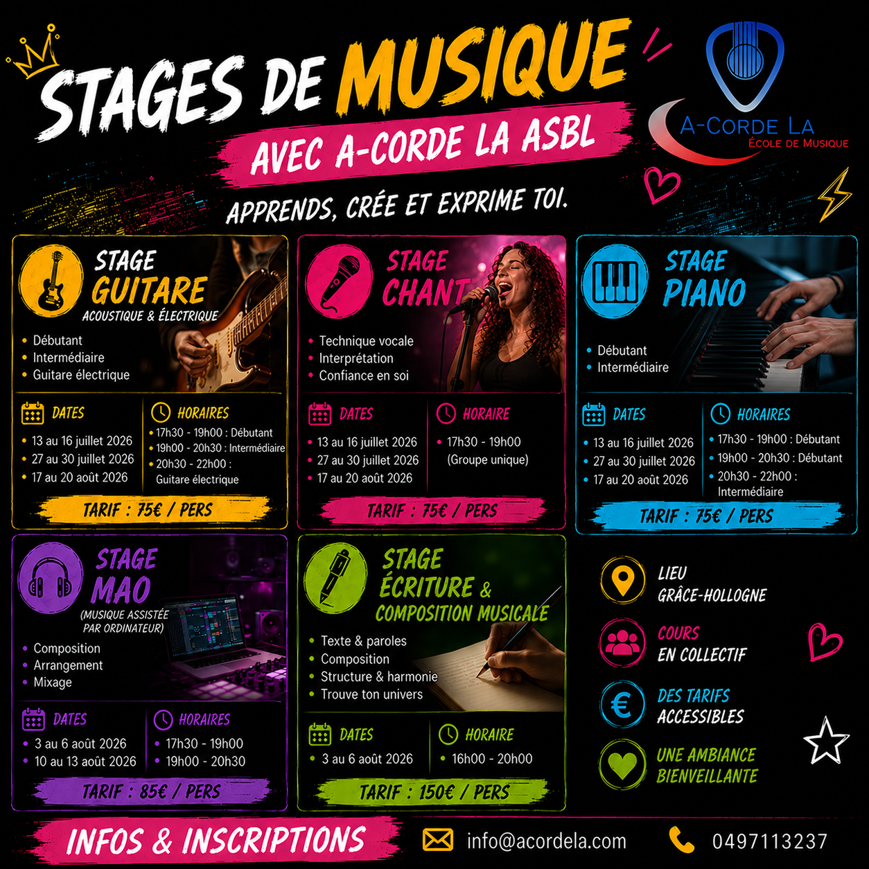Stage de guitare / chant / piano