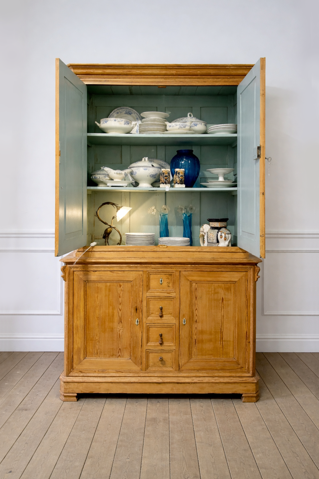 Deux-corps pitchpin début XXème (145 x 60 - H 240 cm)