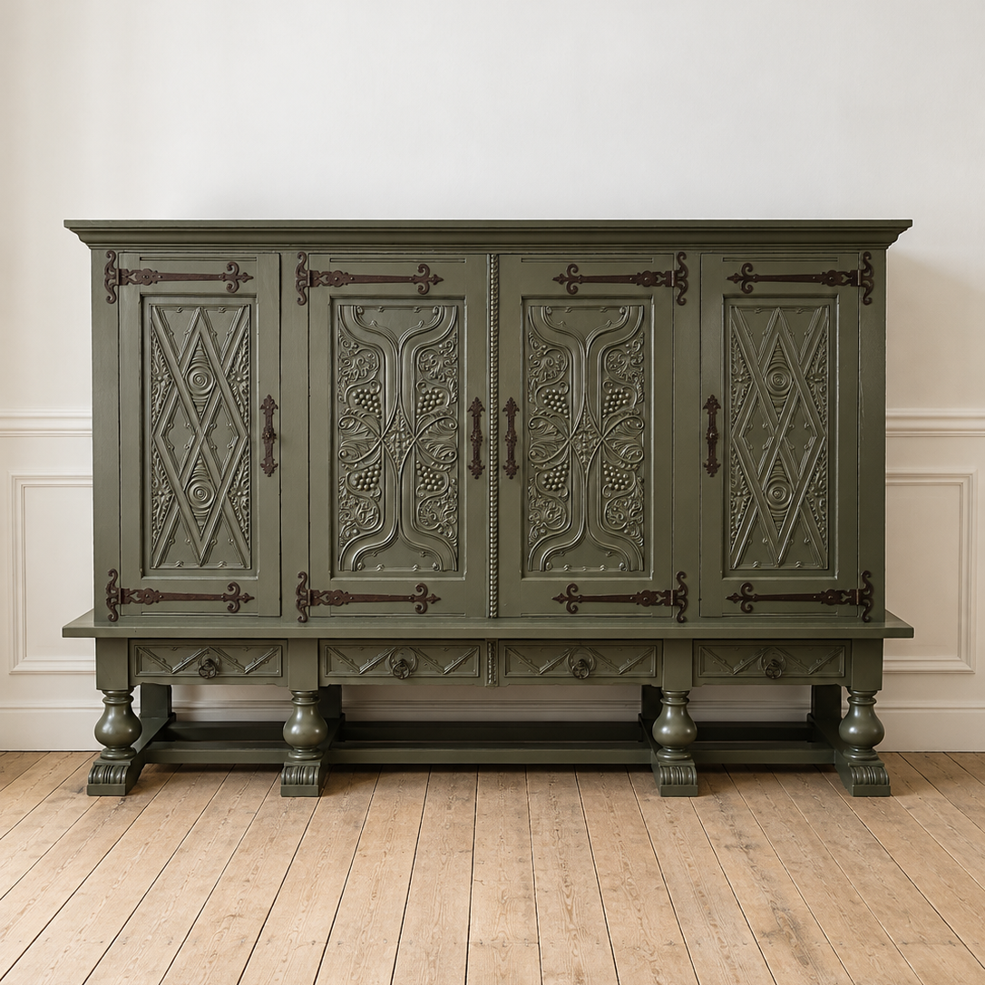 Vaisselier anglais 19ème 
(280 x 60 cm - H 173 cm)