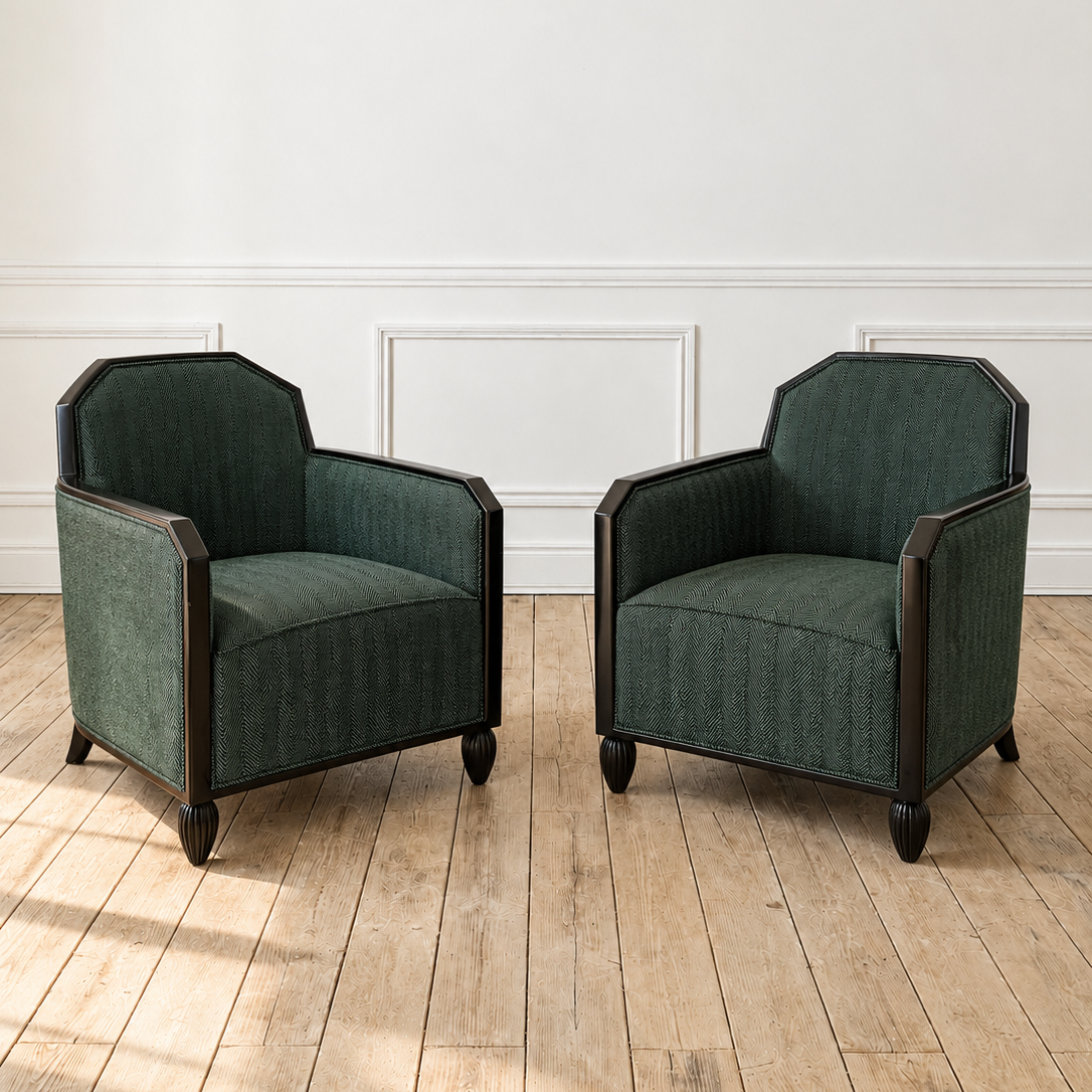 Paire de fauteuils Mamounia, tissu chevron