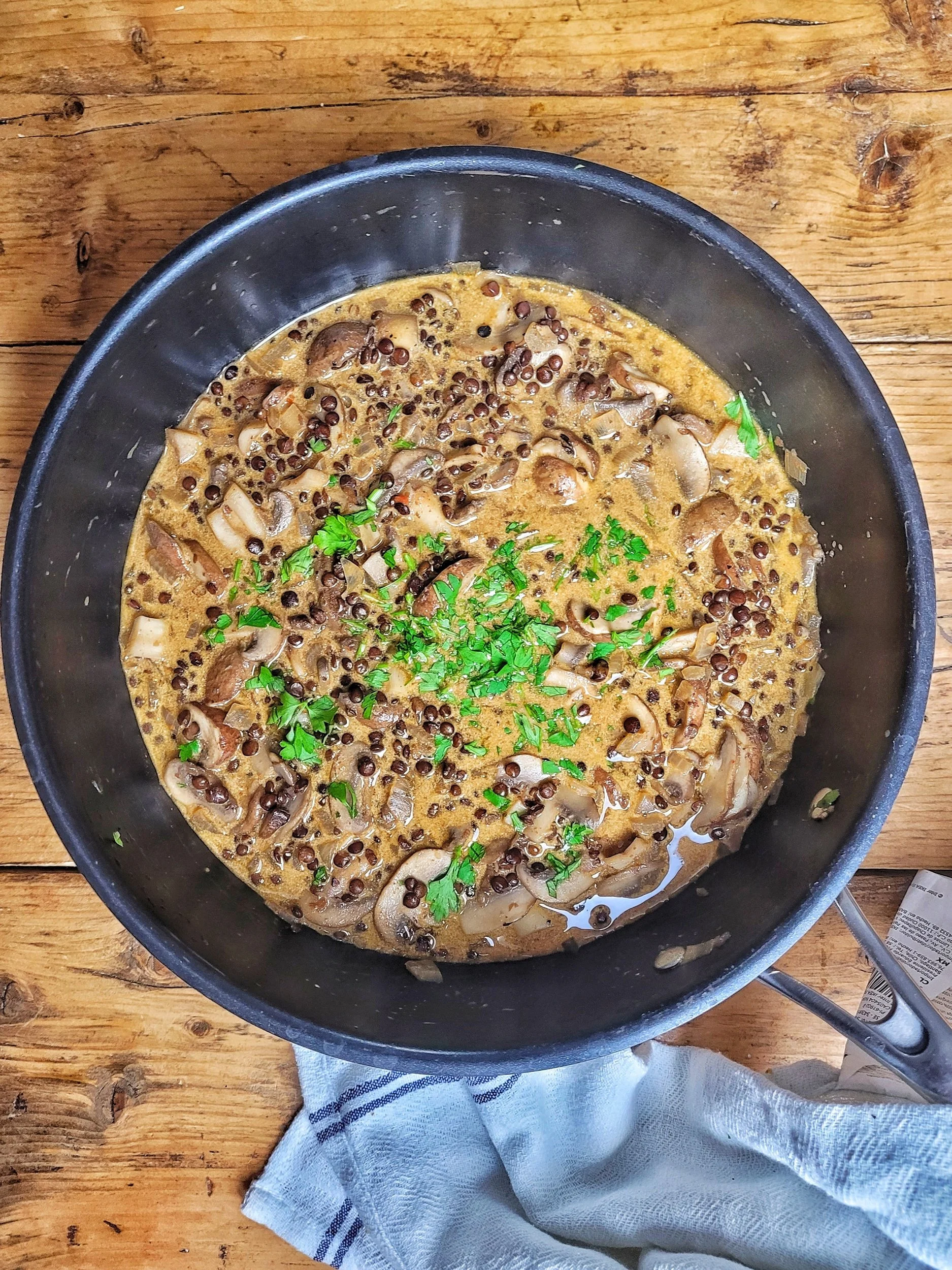 Mushroom and lentil stroganoff