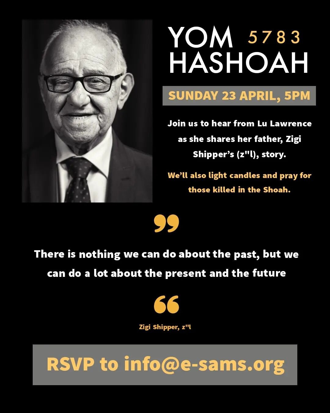 Please join us next Sunday as we mark Yom haShoah at SAMS. Please RSVP if you plan to come. 🕯️