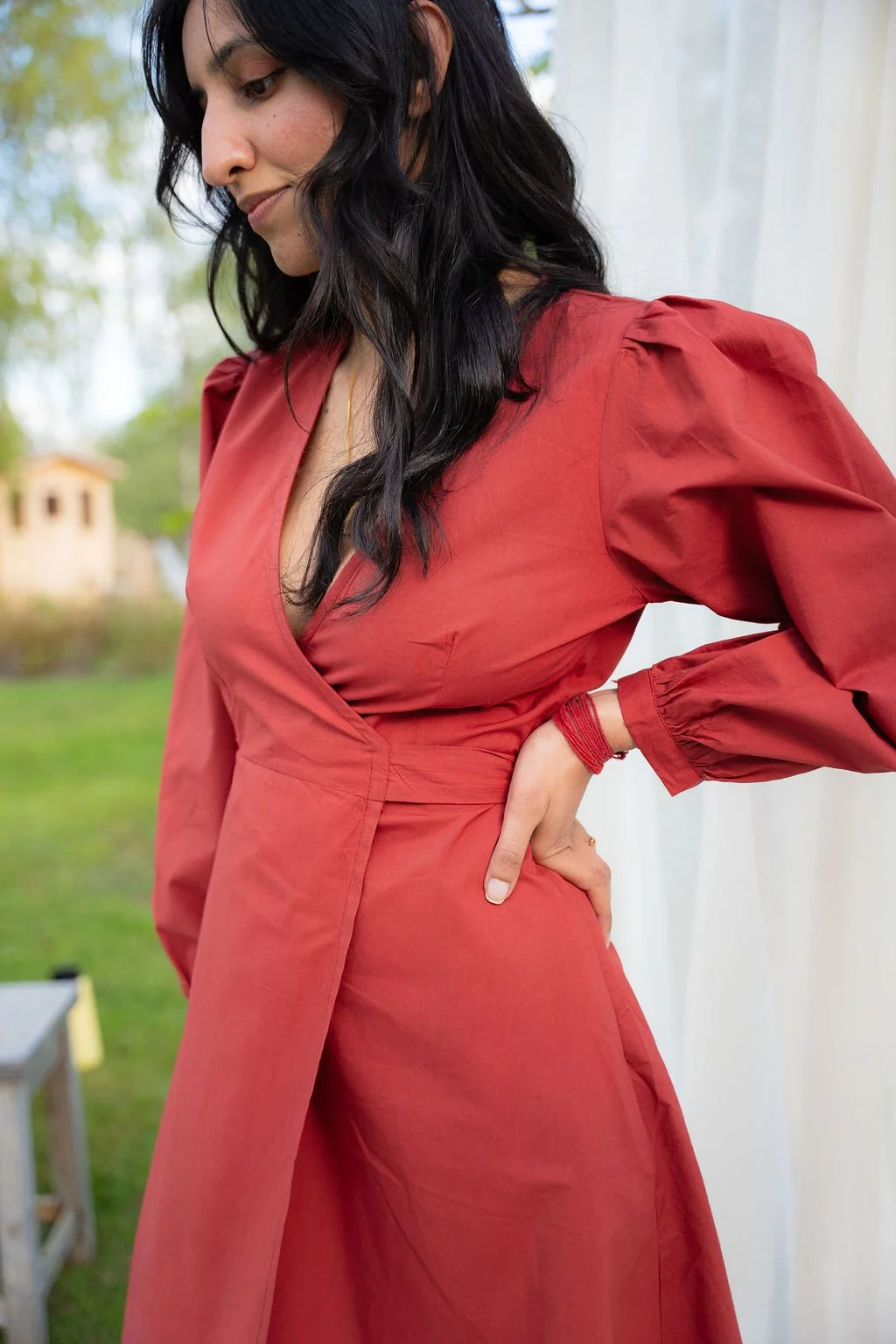 Cotton dress in Rust