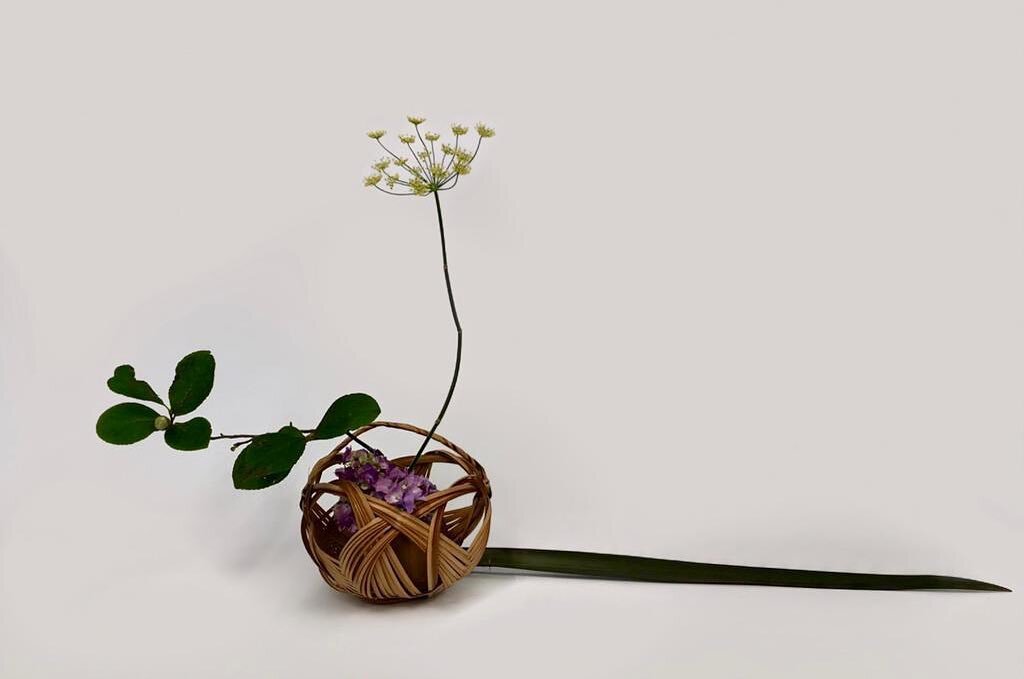 When contemporary Ikebana meets traditional Japanese crafts. The bamboo basket commonly used as a vessel for Ikebana arrangement dates back to the 3rd century BC. Through the centuries, the characteristics of bamboo have offered not only function but