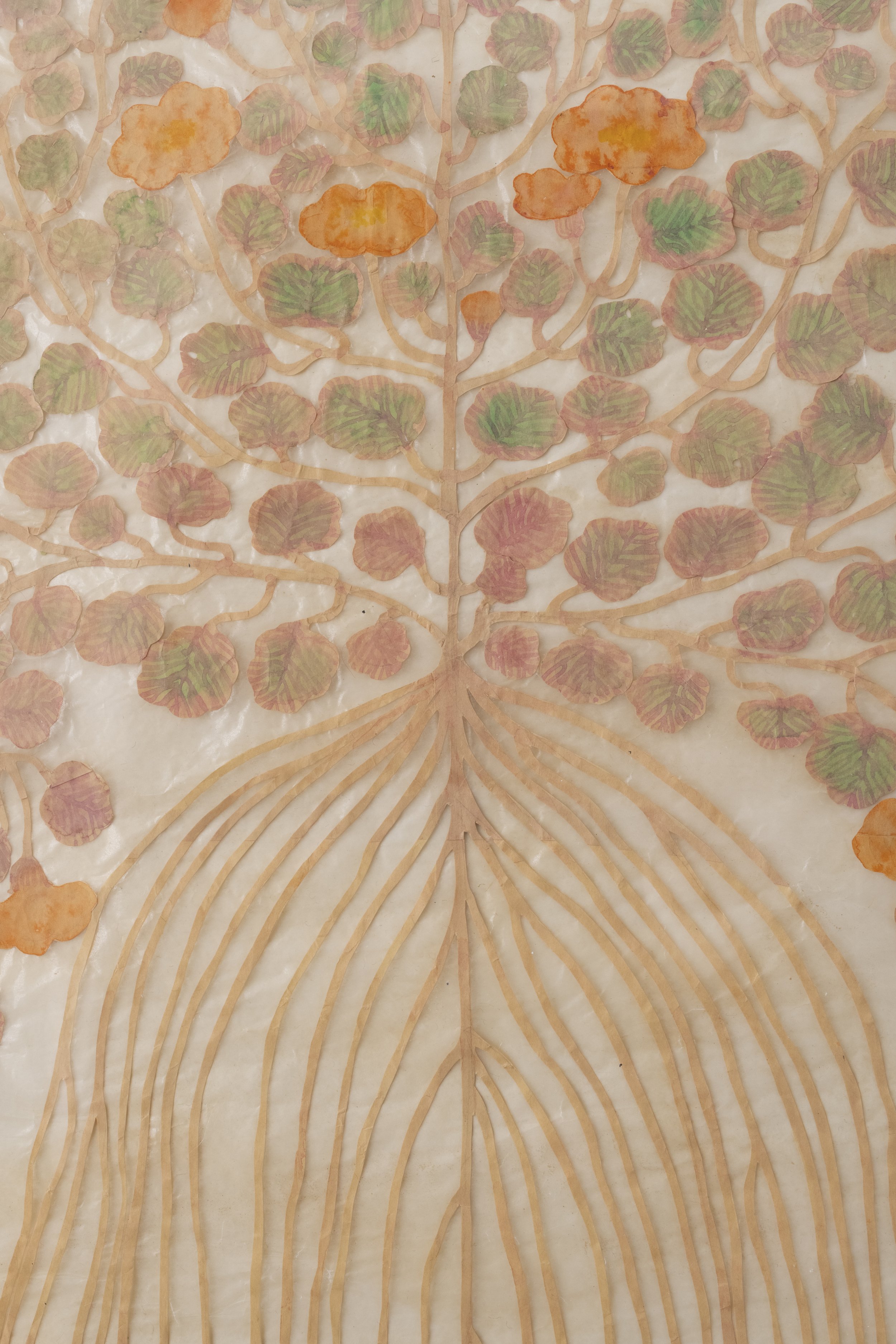 Fumi Imamura, One flower (orange), 2022, collage, watercolor on paper, 72.5 x 43.5 cm (28 1_2 x 17 1_8 in) (unframed), 80 x 60 cm (31 1_2 x 23 5_8 in) (framed), REF 2442, detail.jpg
