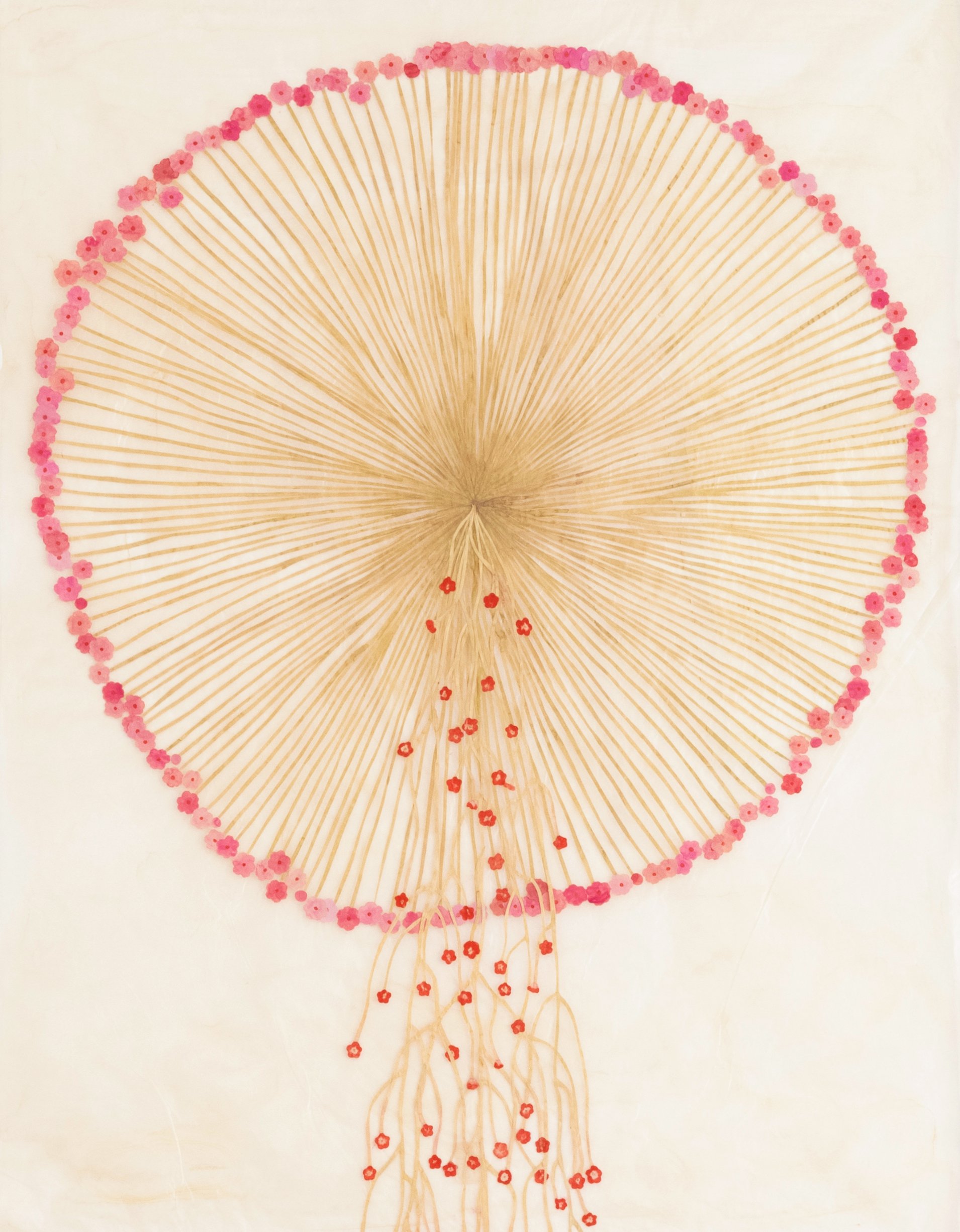 Fumi Imamura, Circle and root, 2022, collage, watercolor on paper, 163 x 75 cm (64 1_8 x 29 1_2 in) (unframed), 174.5 x 86.5 cm (68 3_4 x 34 1_8 in) (framed), REF 2439.jpg