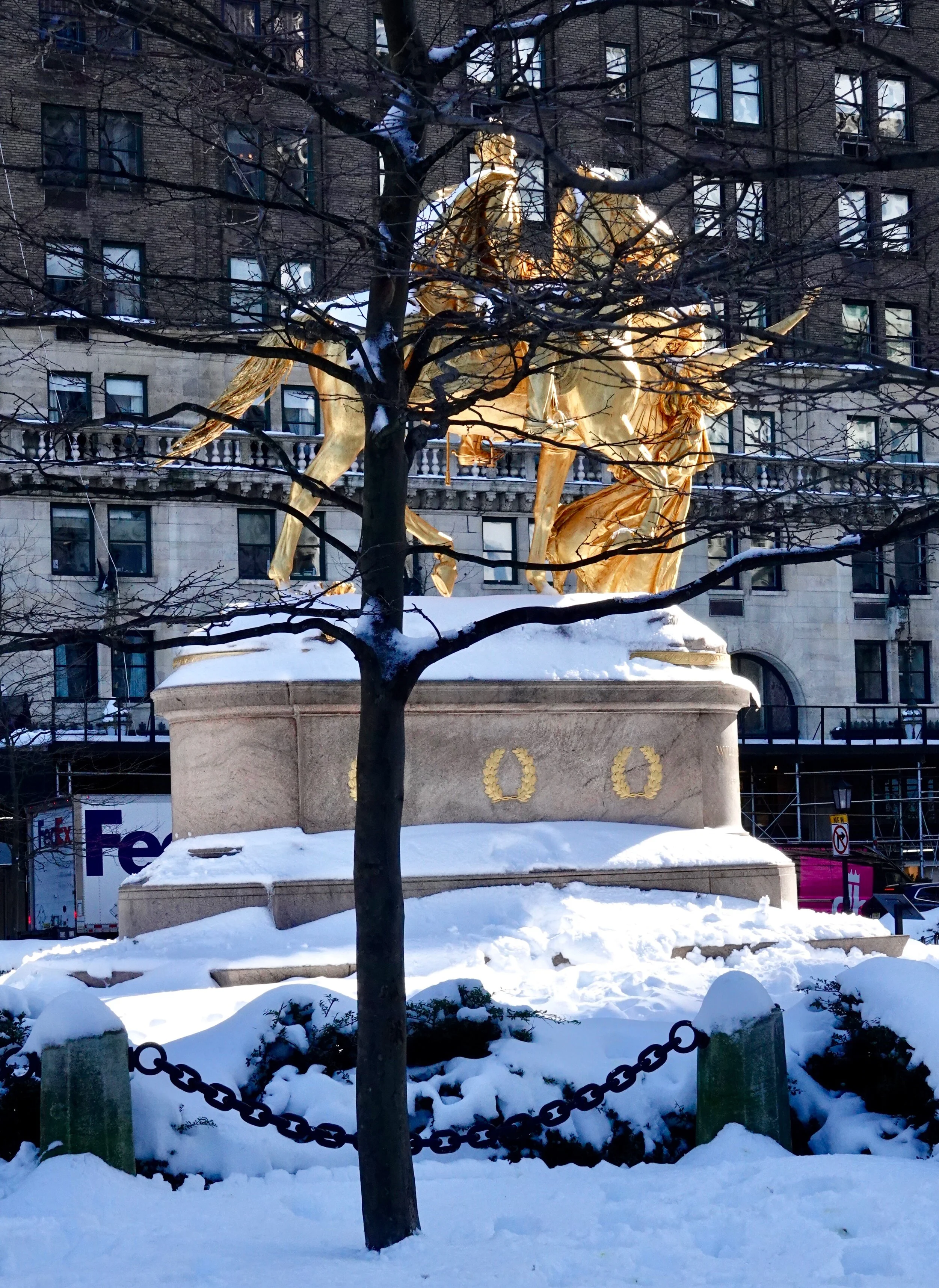 That's General Sherman, his steed, and an angel, just outside the Park's southeast corner.