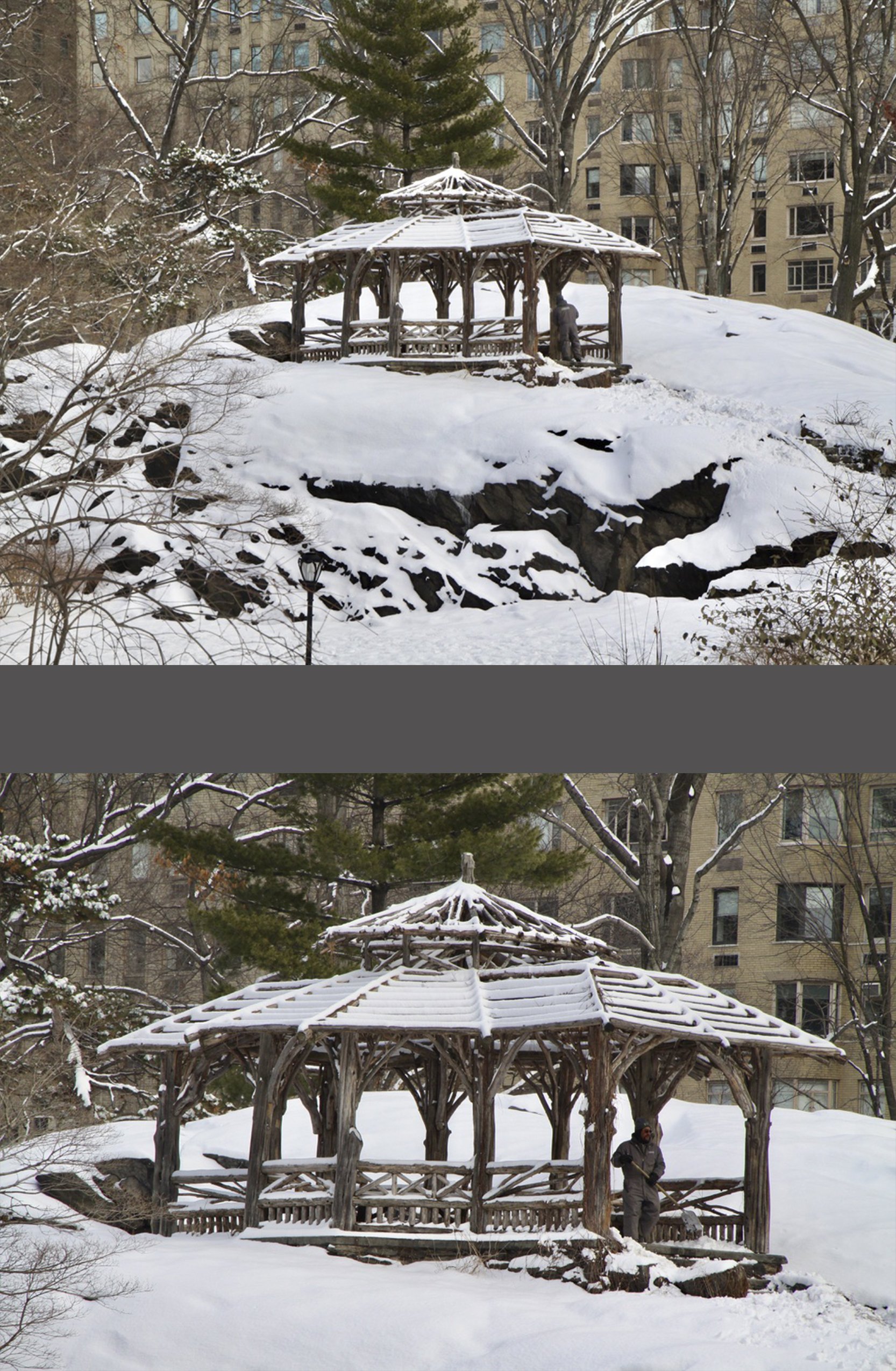  This attractive structure (named Summerhouse in the Ramble)  adorns a hill in the Park near Fifth Avenue. 