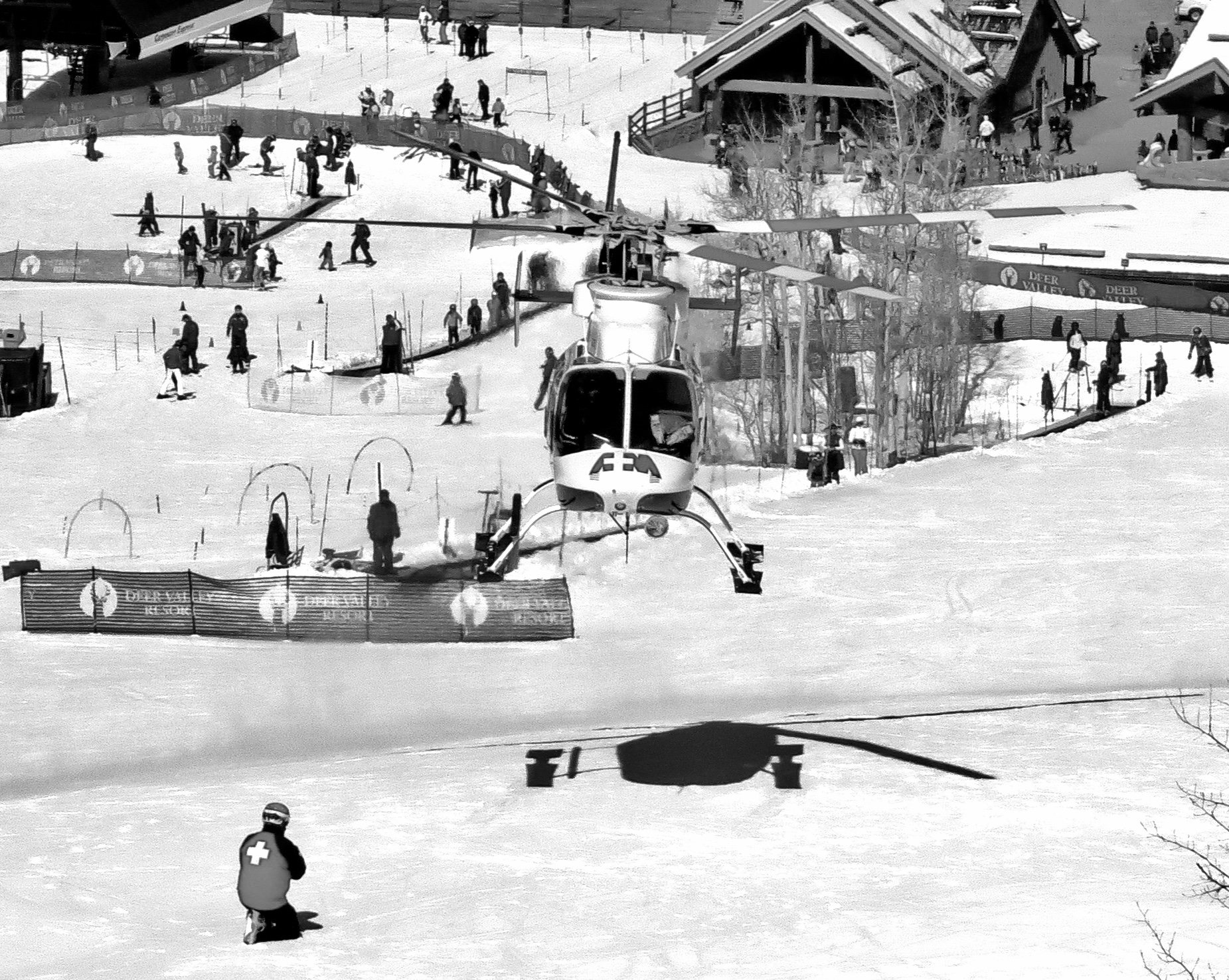  You may have to scan this shot for a few moments to find the key shadow – that of the helicopter in the foreground. 