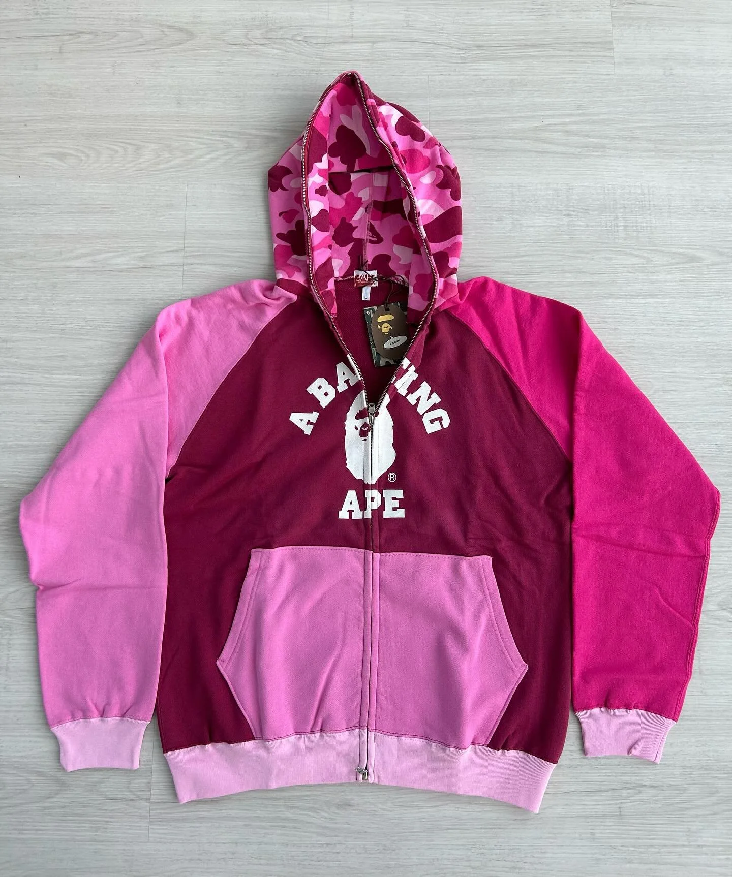 A Bathing Ape Pink 1st Camo College Logo Fullzip 

featuring @spitta_andretti &amp; @liltunechi