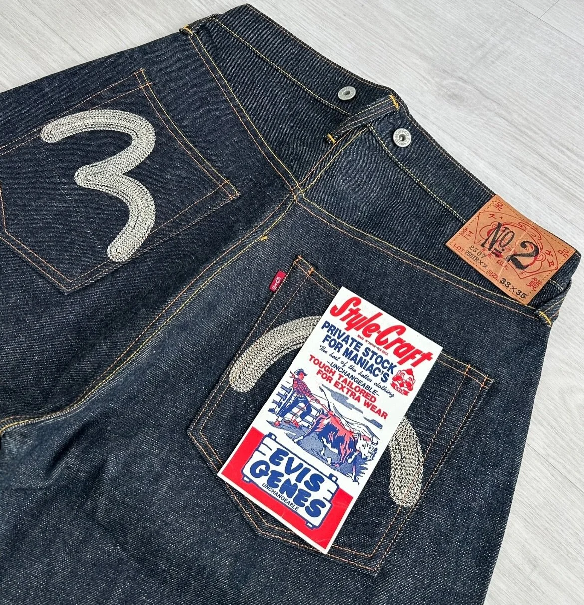 Evis represents the origin story of Evisu denim, not just a fashion brand but a movement in high quality, artisanal denim production in Japan.

Initially, Yamane&rsquo;s production was not a mass market business, it was a craft operation. Only about 