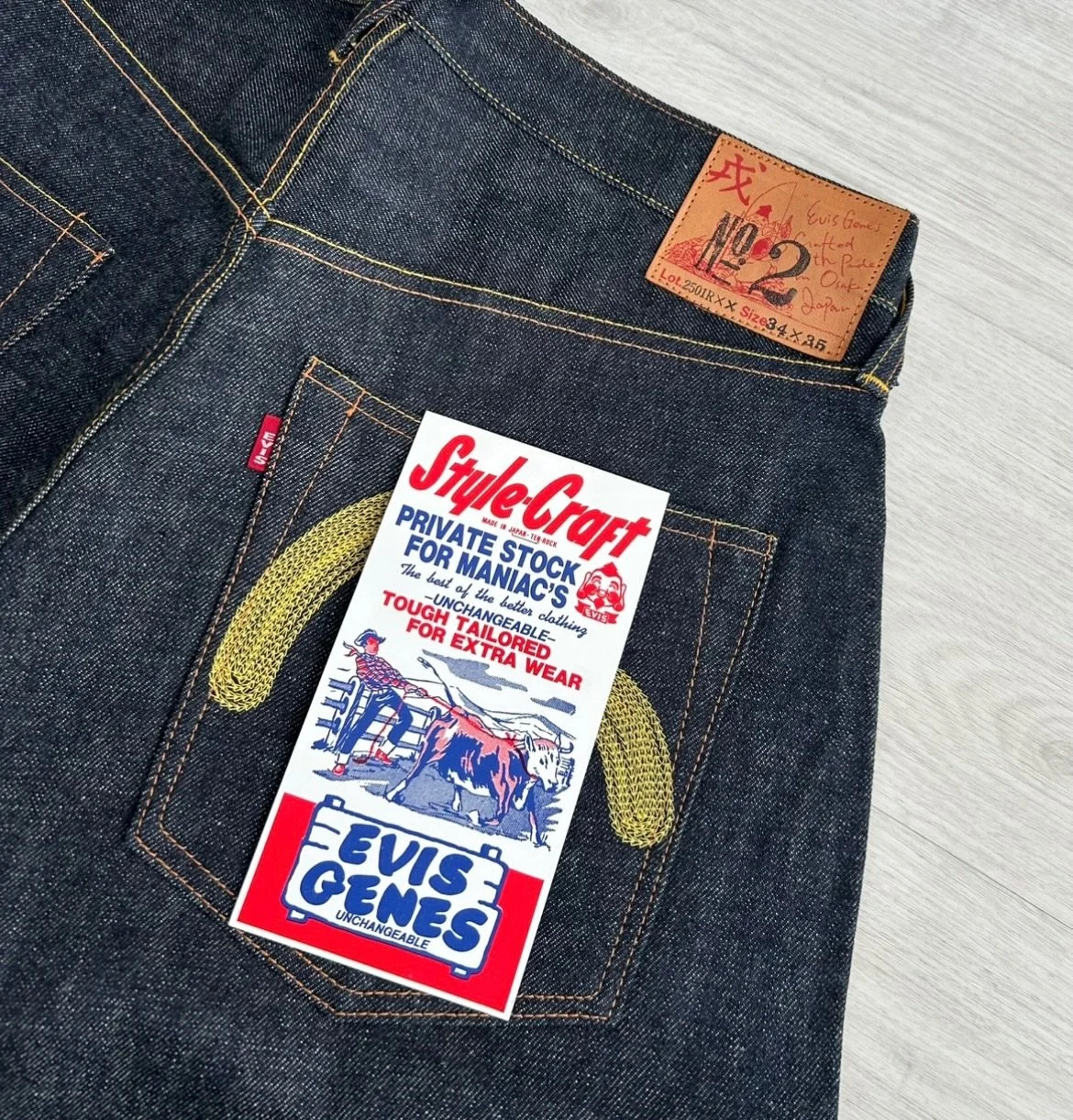 The EVIS 2501RXX is one of the original EVISU heritage cuts 🕊️ 

This denim represents the true vintage style reproduction denim, only made in Japan in small batch quantities dating 1991-1993.

Based on vintage 1950s Levi&rsquo;s style silhouette, t