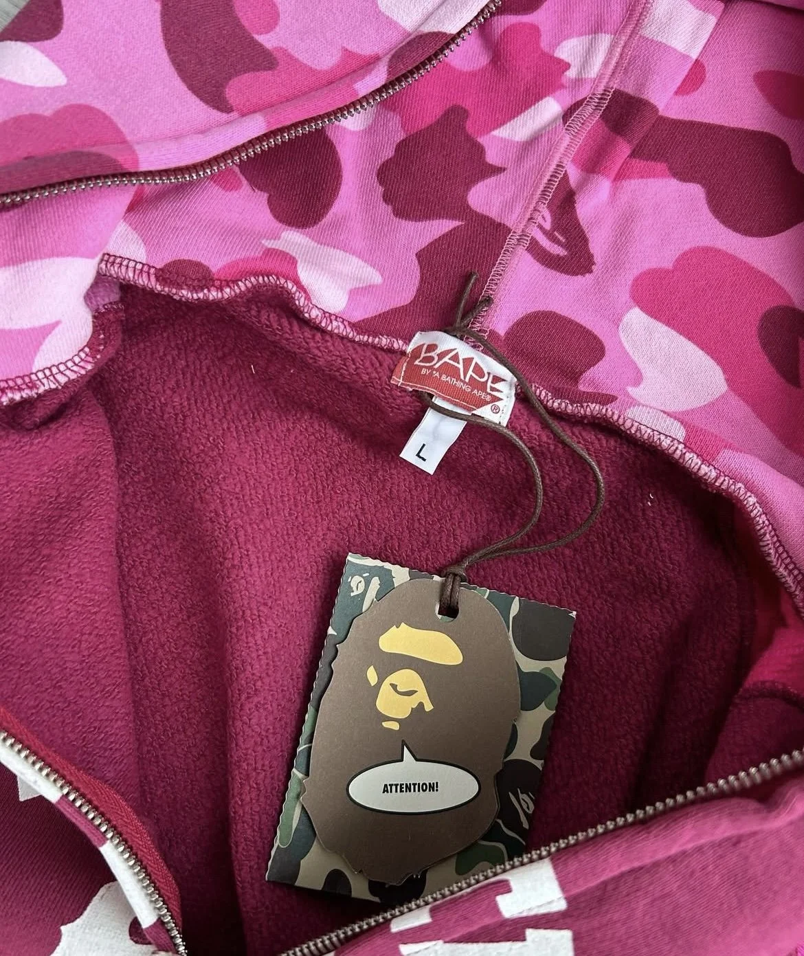 A BATHING APE PINK CAMO COLLEGE FULLZIP HOODIE — COLLECTIVE MILO