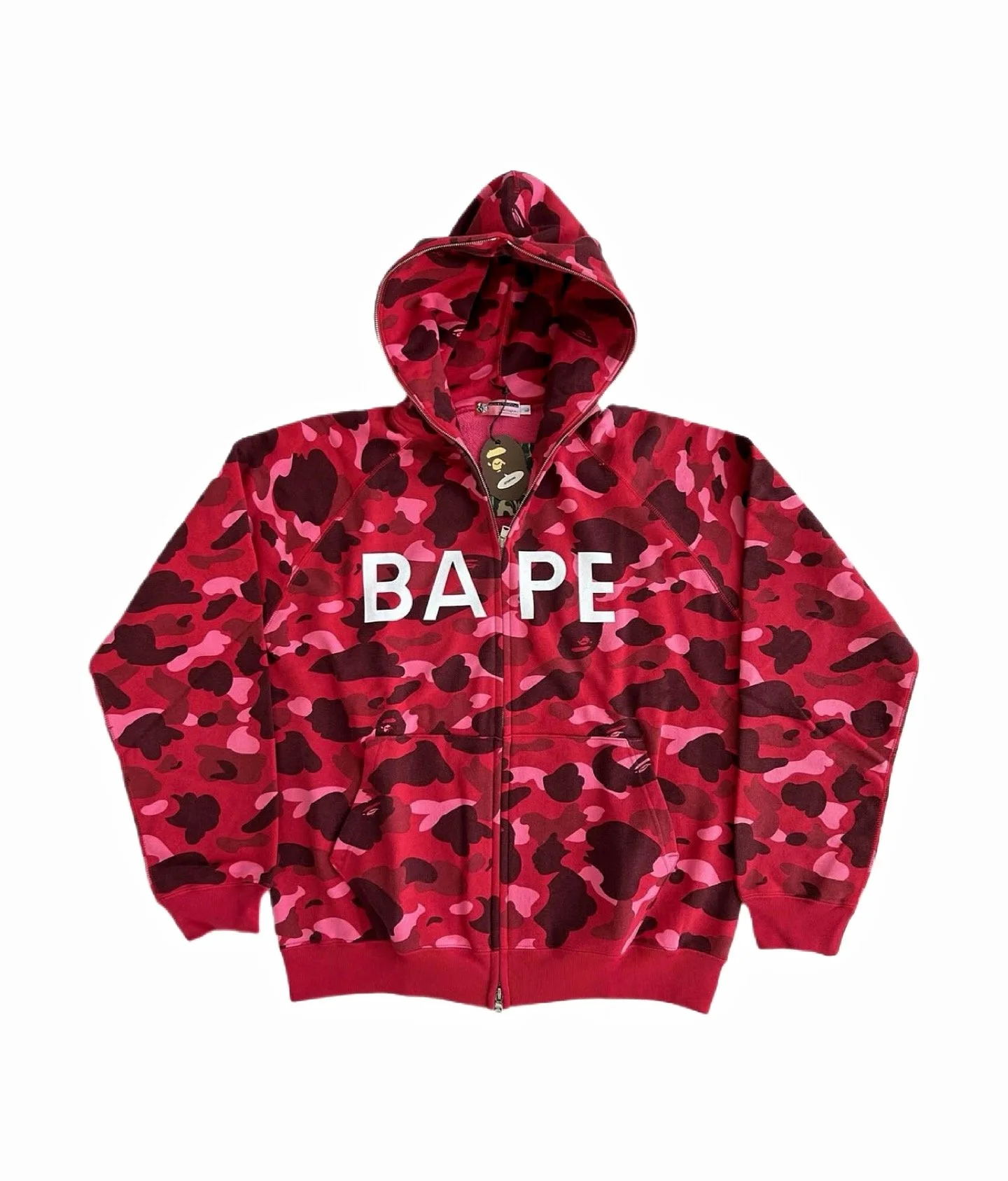 A BATHING APE 1ST RED CAMO SPELLOUT FULLZIP HOODIE — COLLECTIVE MILO
