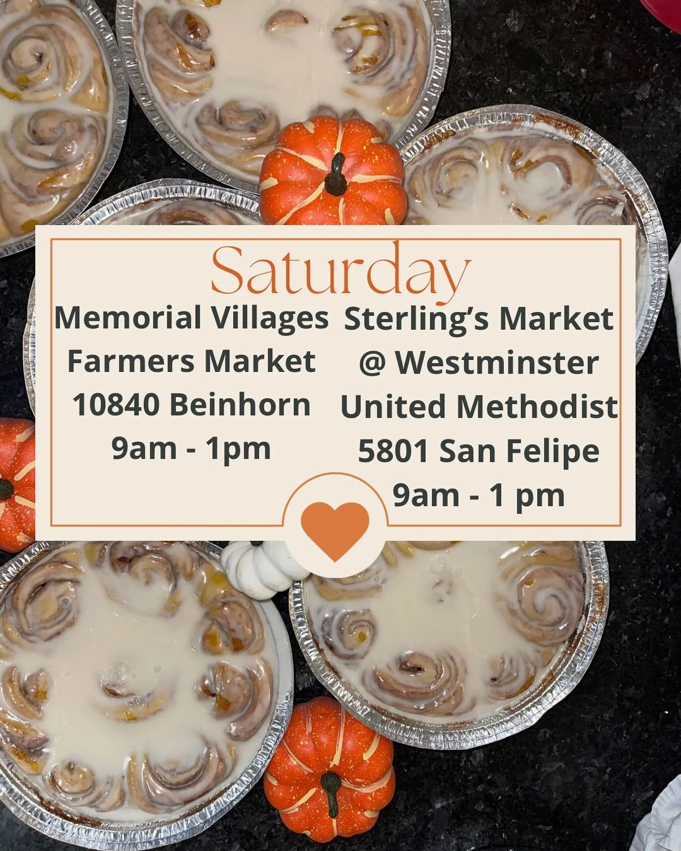 Rain or shine! We will be at both markets Saturday! It looks like there will be a break in the rain just in time for the markets! Come see us!☔️🌞🩵🤍🩵🤍

#sweetrockinrolls #cinnamonrolls #pumpkincinnamonrolls #orangerolls #blueberrysweetrolls #kola