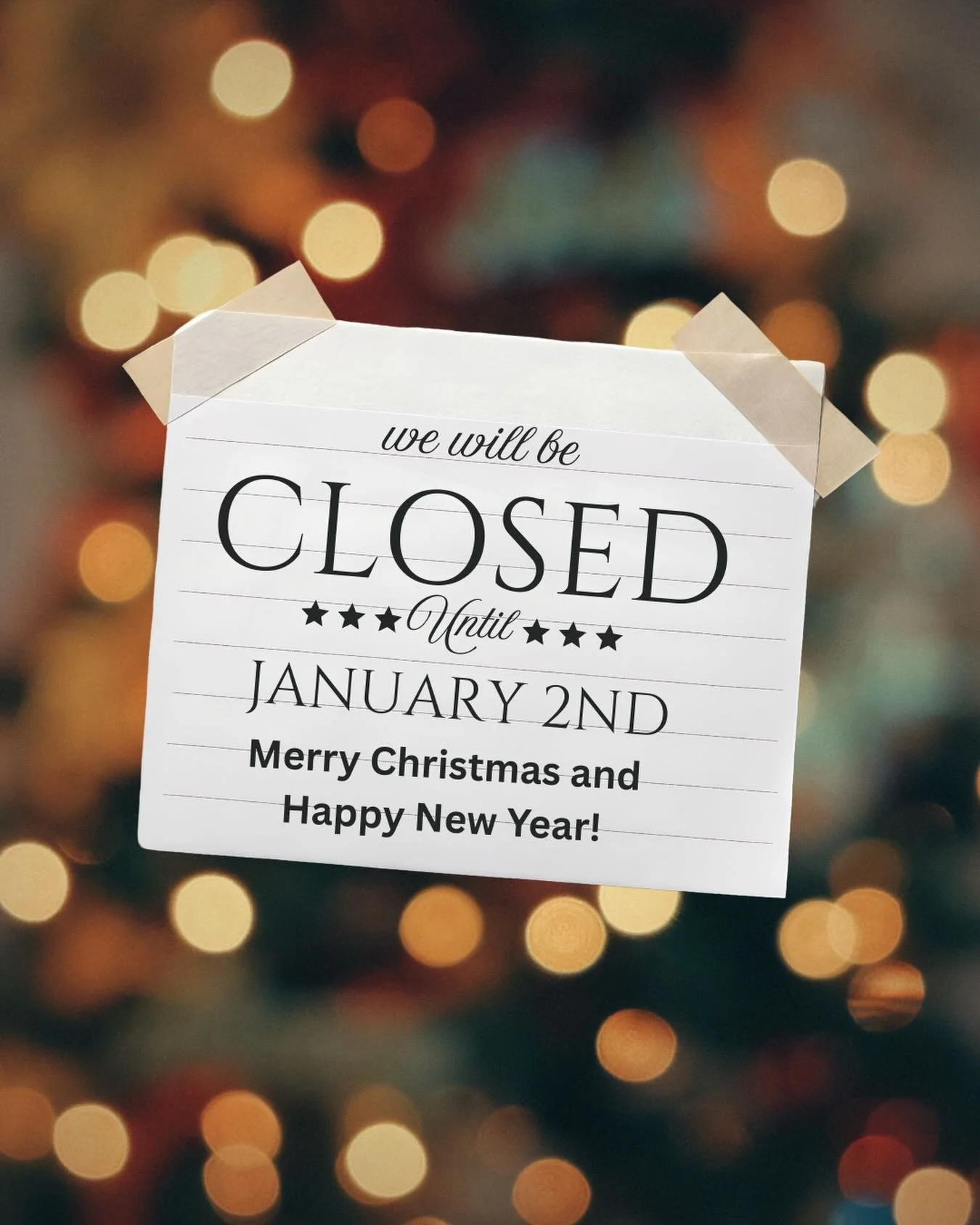 Merry Christmas and Happy New Year! We will be at our markets on January 3rd! See you then!