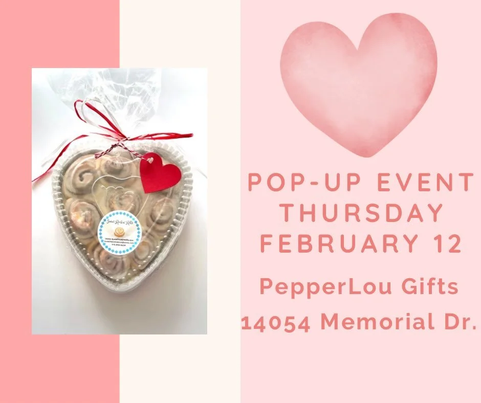 We will be @pepperlou_gifts on Thursday, and we cannot wait! We will have our heart shaped cinnamon rolls, they make a perfect gift for teachers, friends, family or any loved one! We will also have all of our yummy items! You can pick up a pie for a 