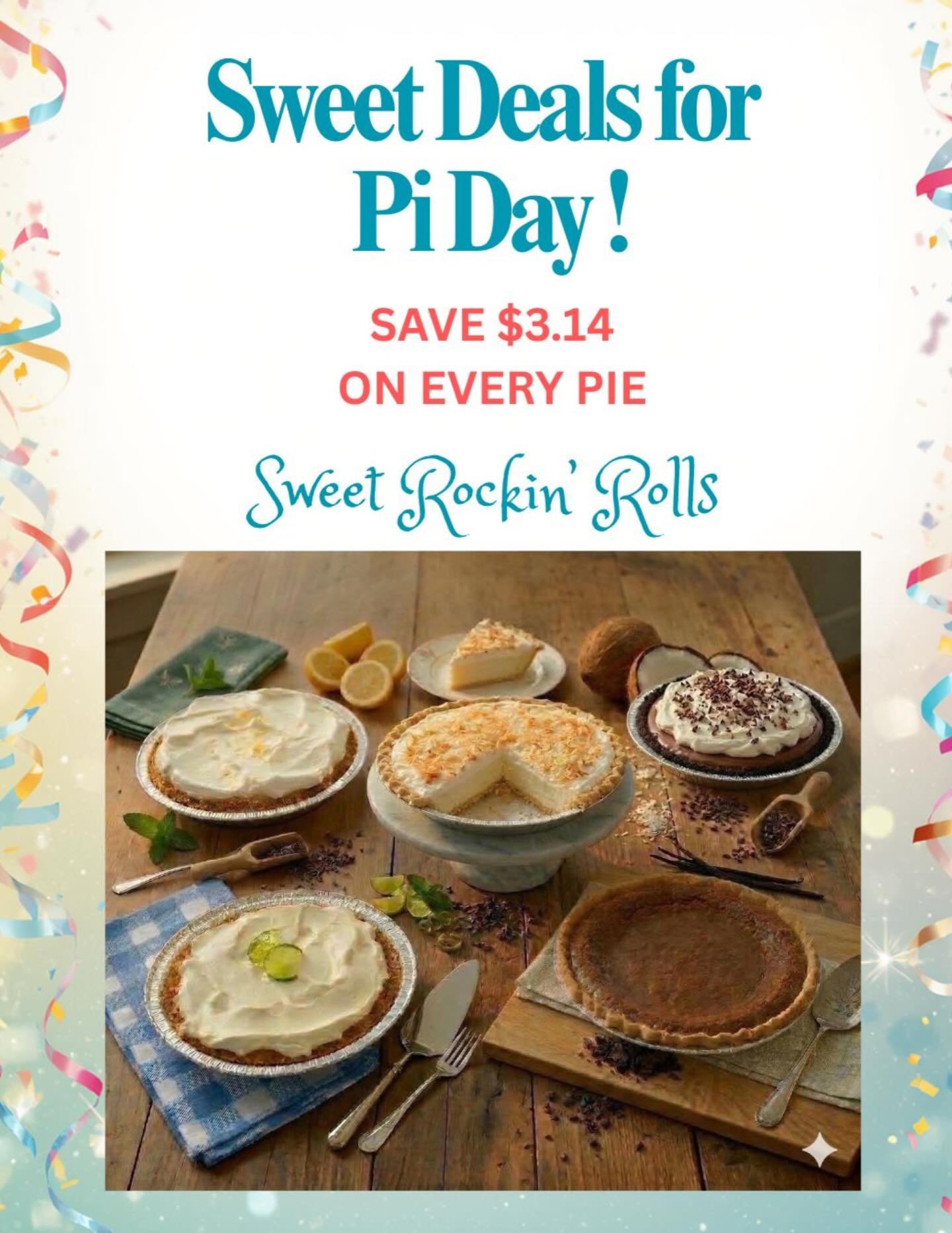 Whether you&rsquo;re here for the math or the pie, don&rsquo;t miss this deal! Come see us @memorialvillagesfm to get your pie on National Pi Day!

#sweetrockinrolls #nationalpiday #pies #cinnamonrolls #kolaches