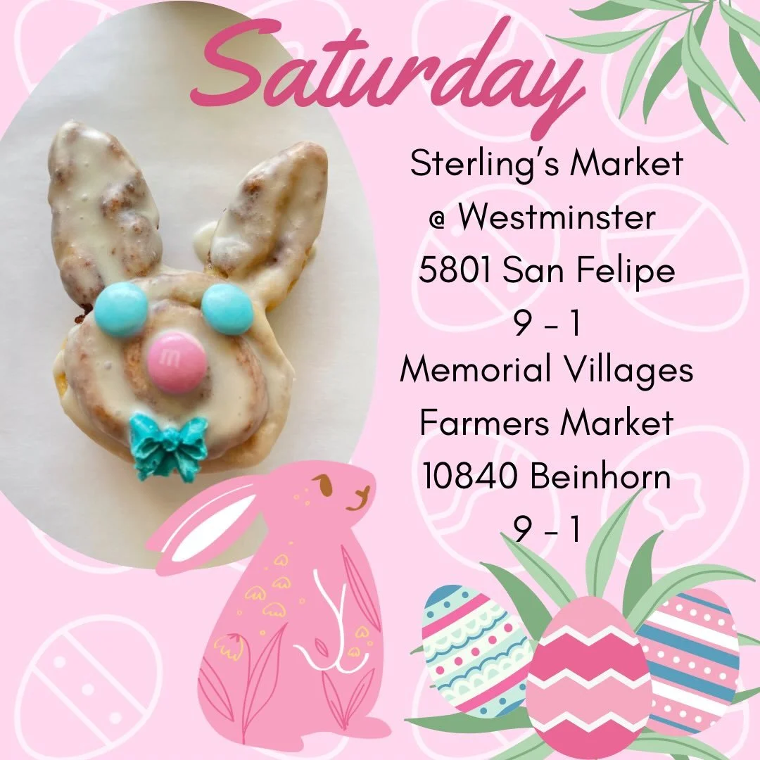 Come see us! Both markets will have all of our yummy things! Sterlings will have the Easter Bunny and an Easter egg hunt through the market! The Easter Bunny will be there from 10 - 12! See y&rsquo;all at the markets! 🐇🐰🩵🤍

#sweetrockinrolls #cin