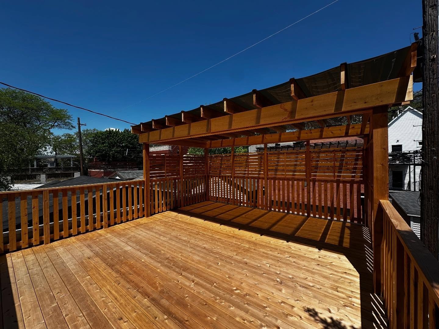 Completed ✔️ Cedar Garage Deck &amp; Stairs.

It is DECK season in Chicago and we are ready!
Visit our DECK section on our website and schedule your consultation.

#Quality
#designbuild
#Construction
#Decks
#Chicago 
#Carpentry
#Detail
#Craftsmanship
