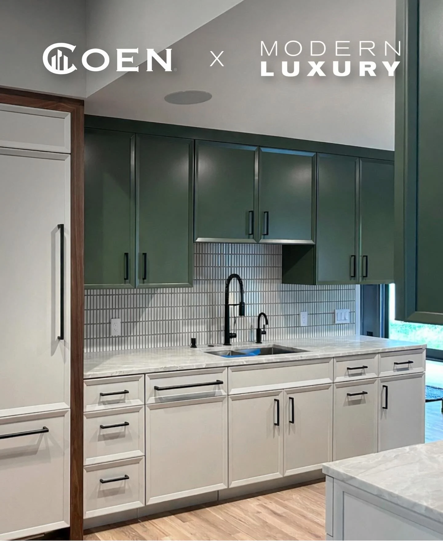 Honored to see this beautiful kitchen space featured in this months issue of @modernluxury
Finished Kitchen ➡️ Kitchen Concept 

Clean lines, bold contrast, and timeless craftsmanship come together in this custom kitchen design. 

The deep green cabi