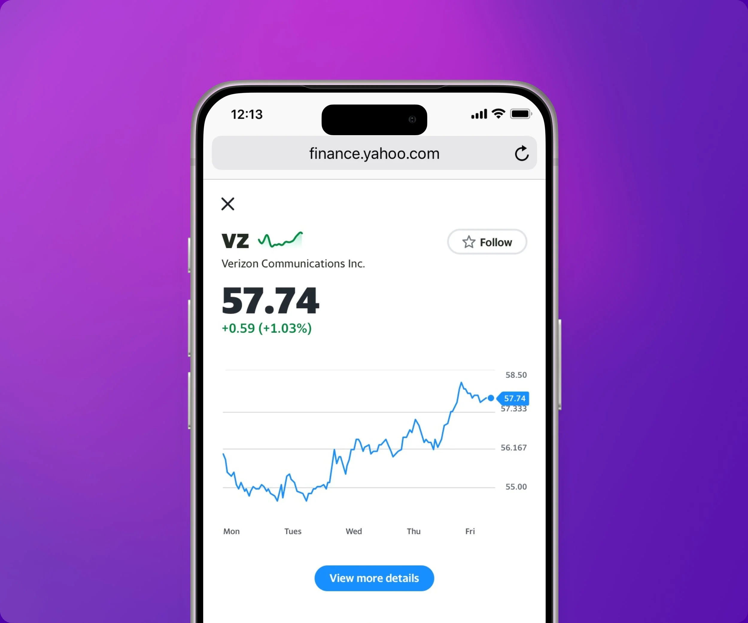 Yahoo Finance X-Ray Experience on Mobile Device