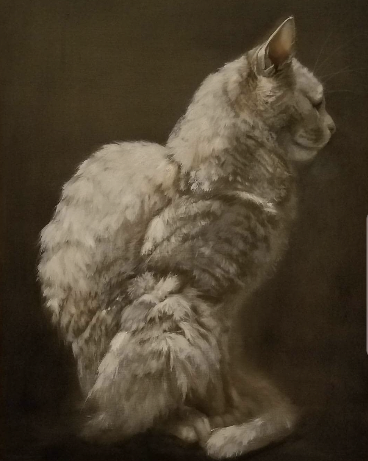 White Cat. Oil on Wood Panel. 2017. 16" x 20" (sold)