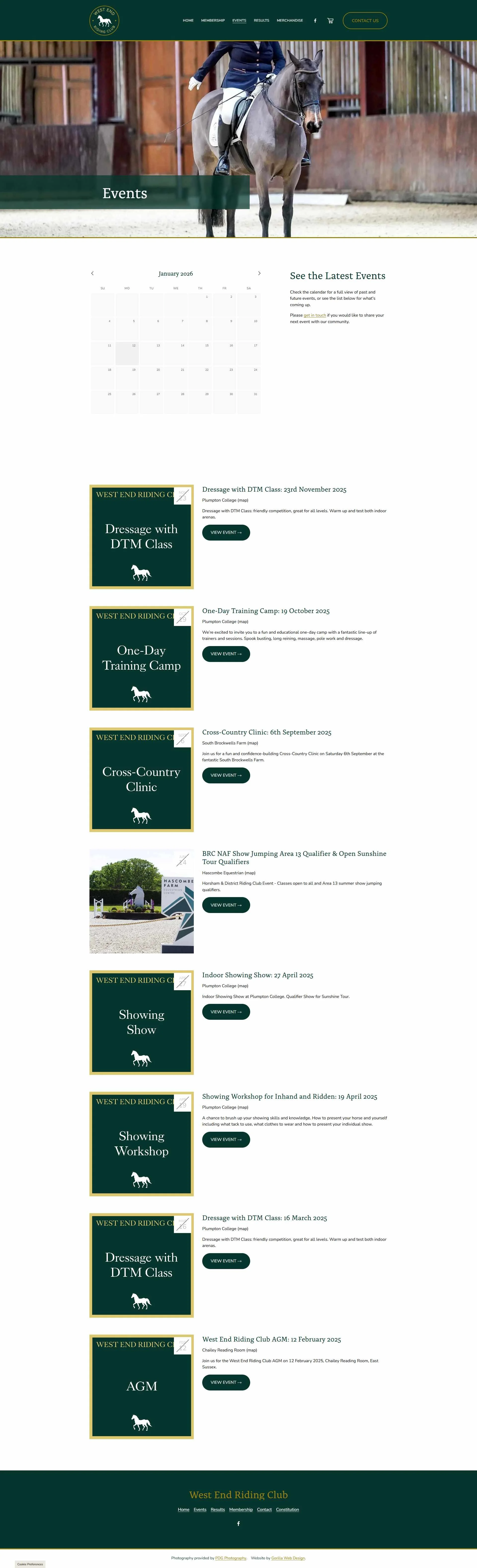 West End Riding Club Sussex Website Design