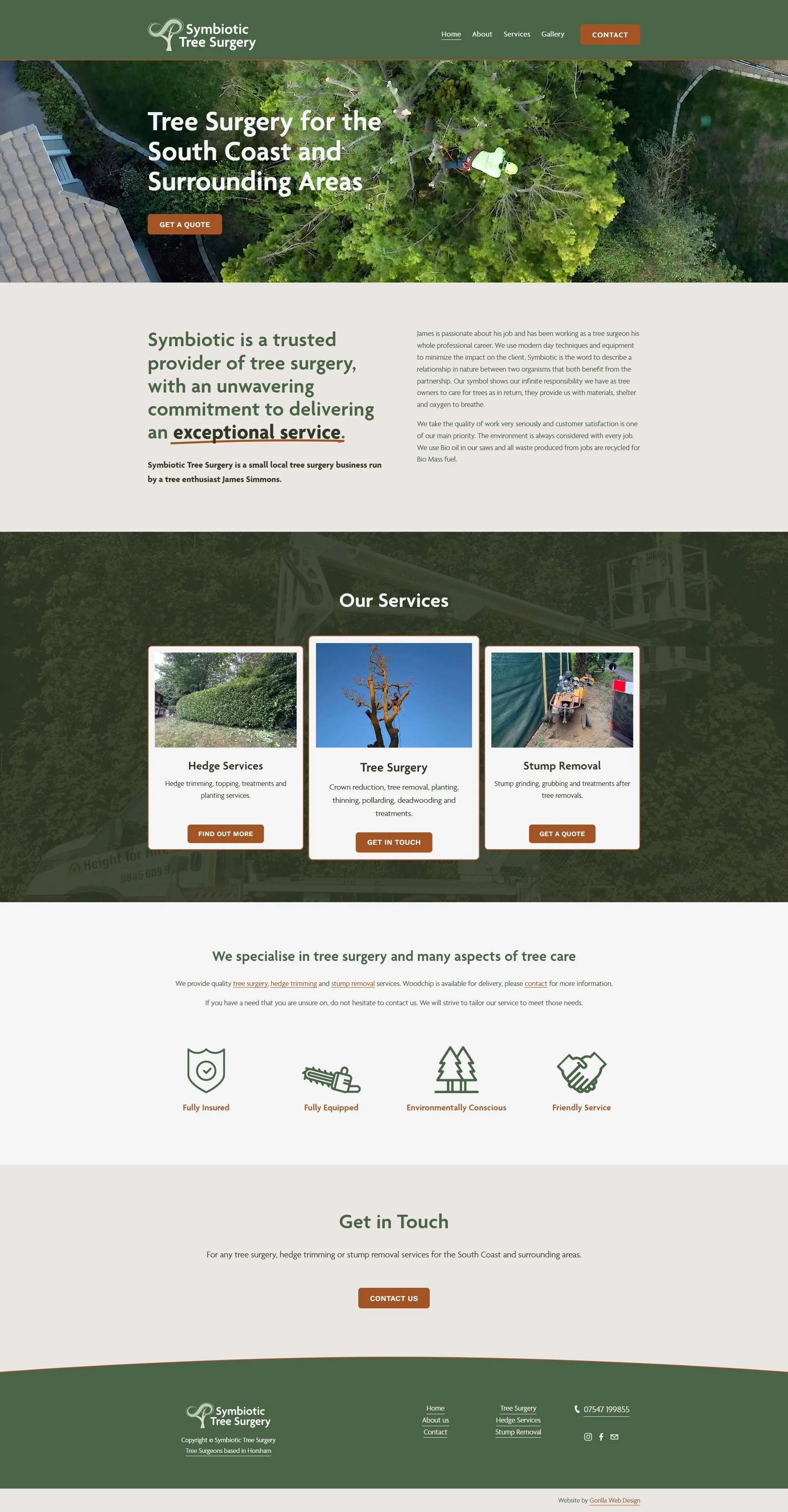Symbiotic Tree Surgery Horsham Web Design