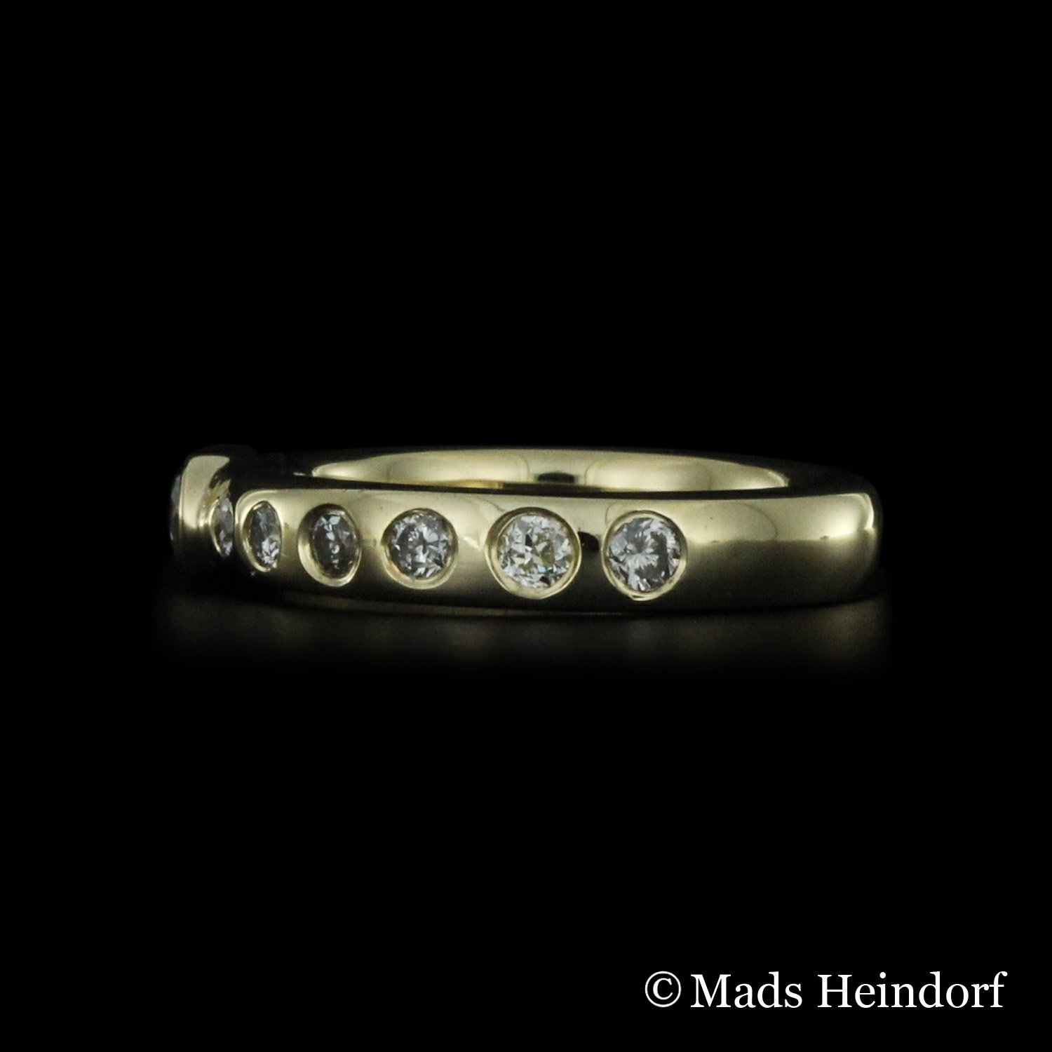 Alliance er en håndlavet fingerring af 18 karat rødguld med 13 brilliantslebne diamanter River / DE på i alt 1.1 carat, af Guldsmed Heindorf.