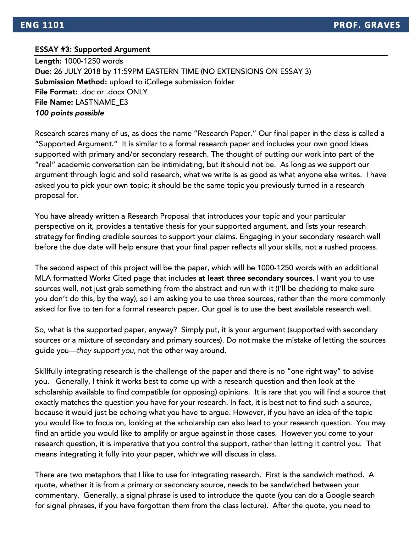 1101 SA SU18 Supported Argument Essay