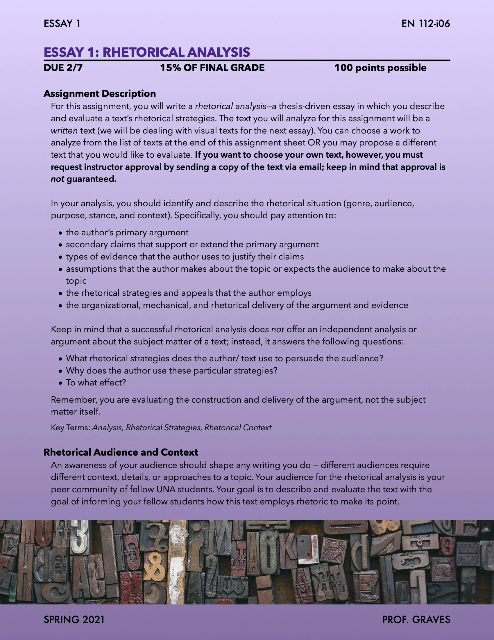 Essay 1: Rhetorical Analysis