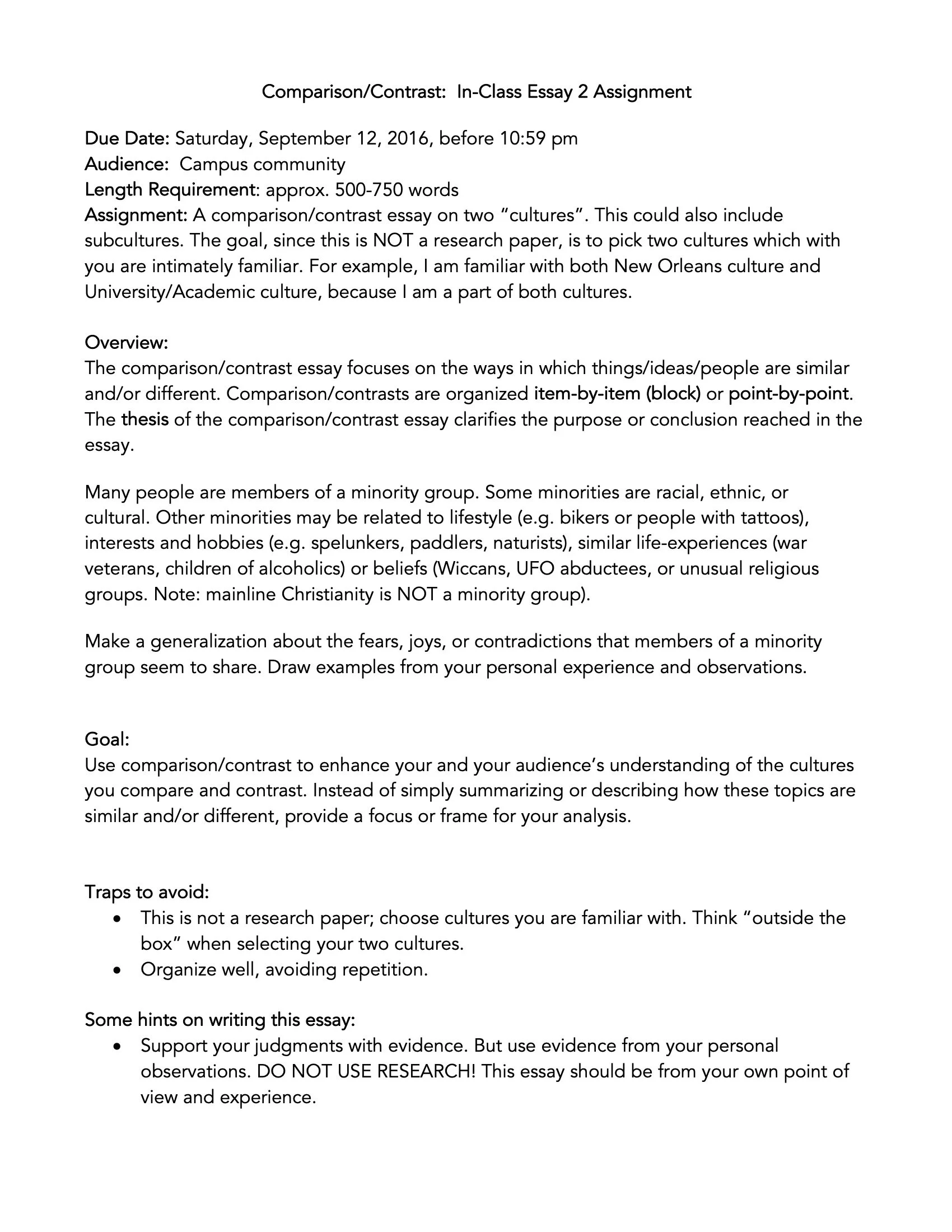Essay 2: Comparison & Contrast