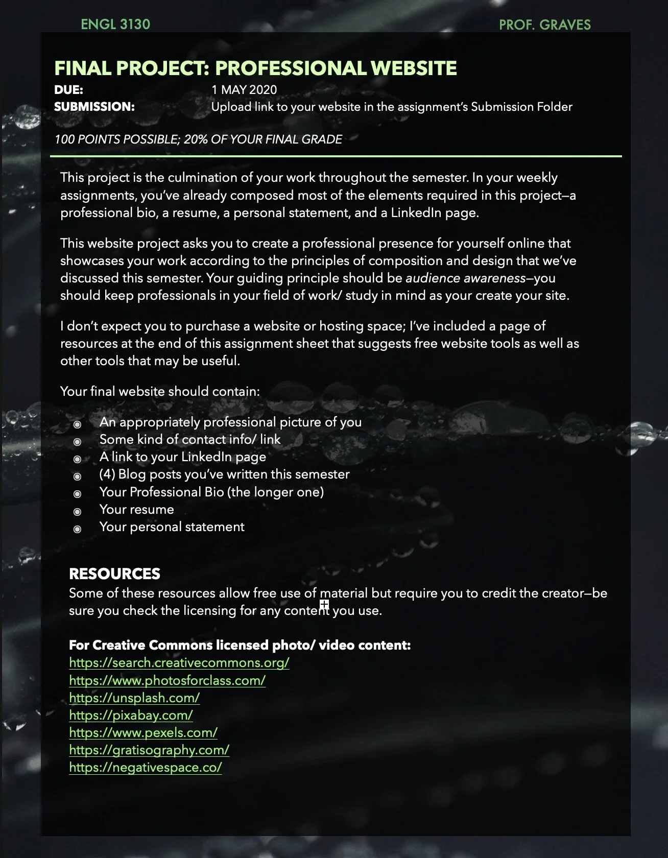 3130  SP20 Website Final Project