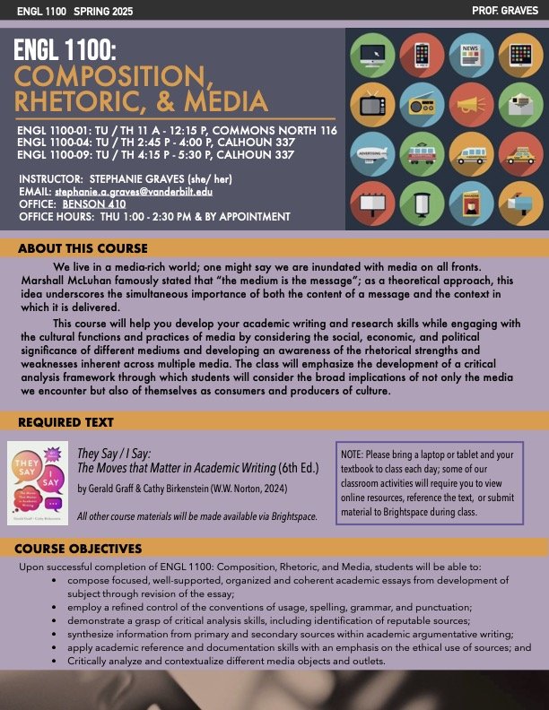 Syllabus for ENGL1100 SP2025