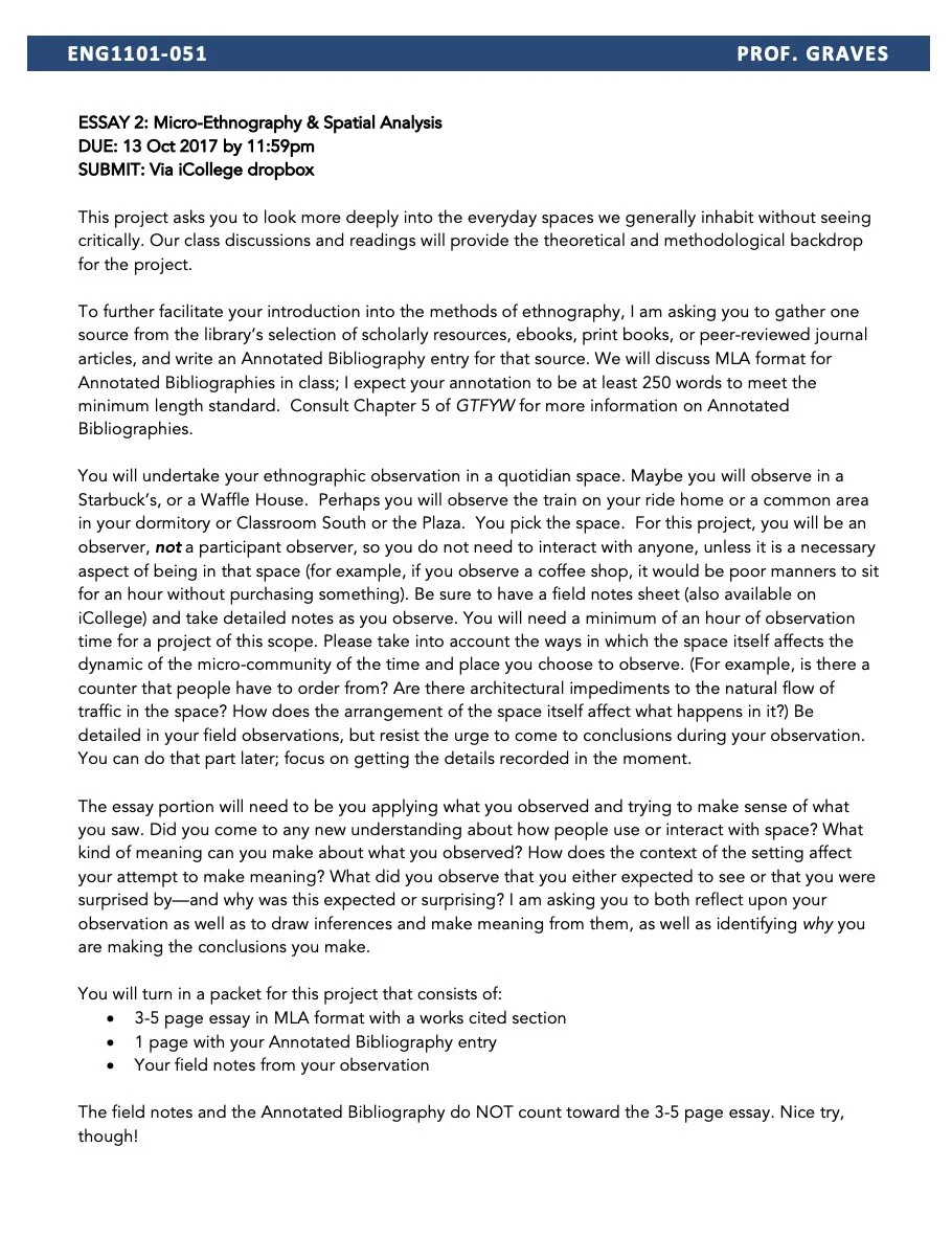 1101 F17 Microethnography Essay