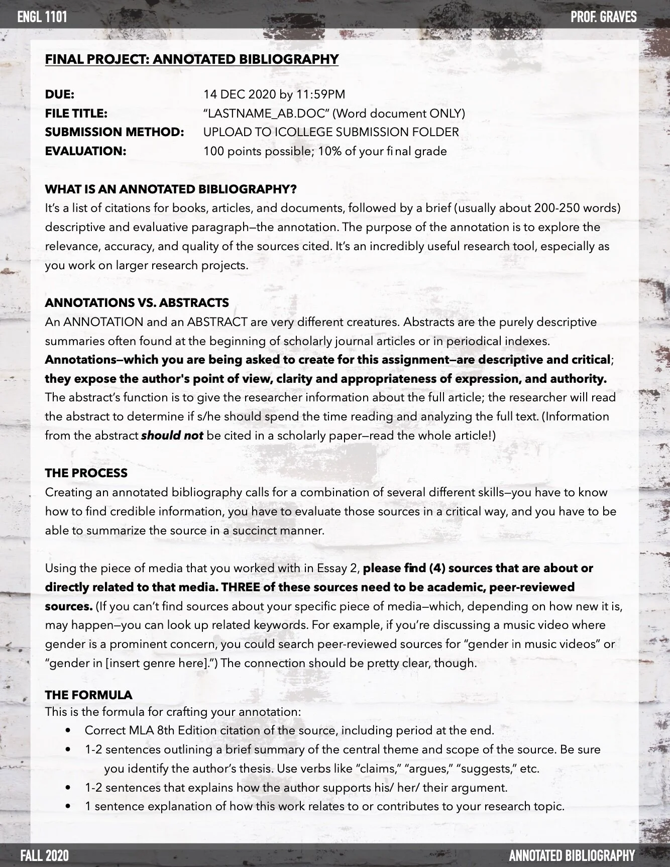 1101 F20 Annotated Bibliography Assignment
