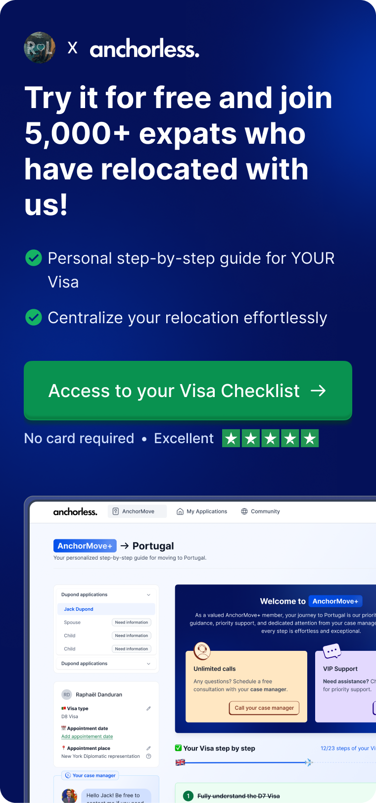 renovating life and anchorless partnership banner to use the relocation services of anchorless for their move to portugal