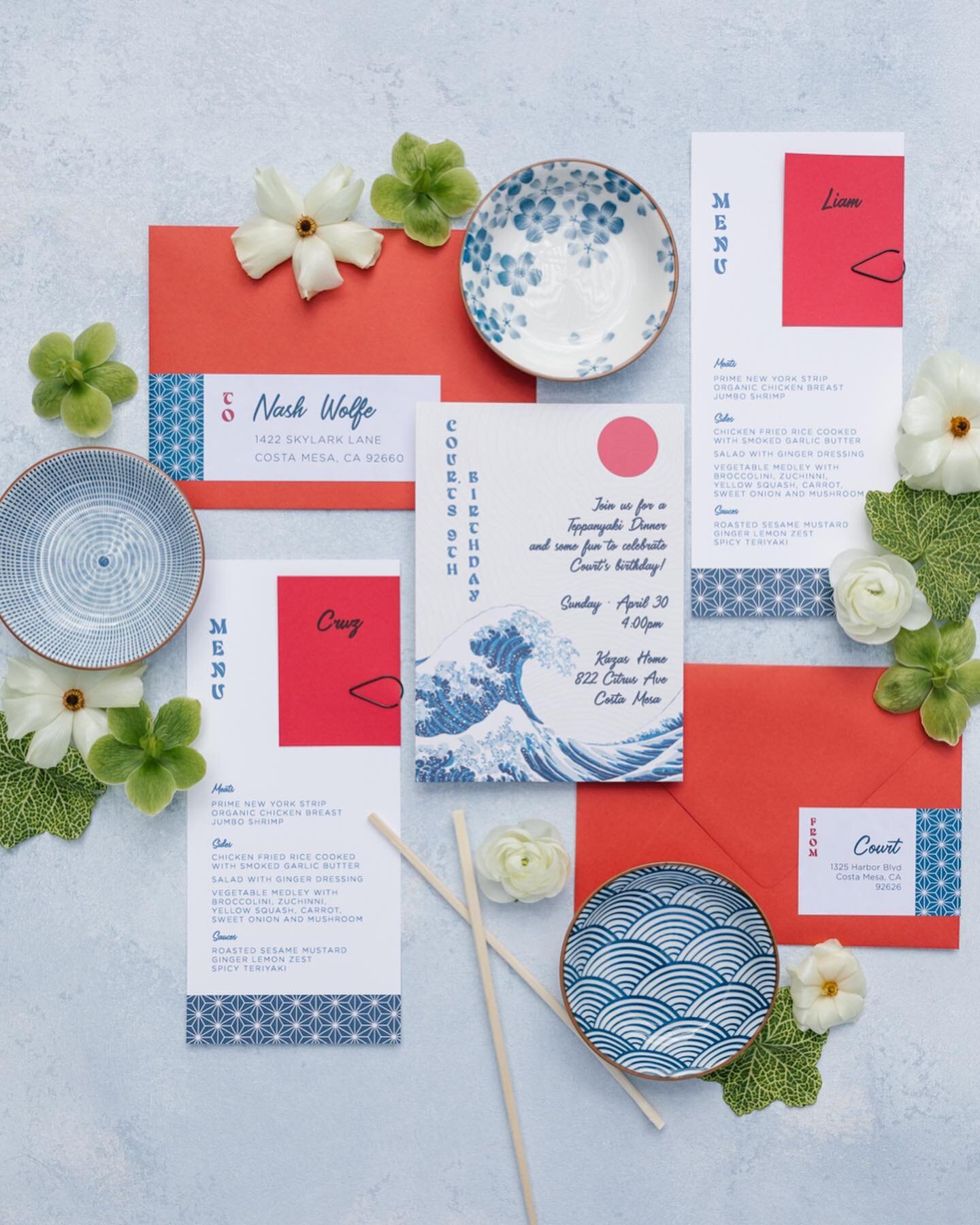 This Teppanyaki 9th birthday with @beijosevents is SO good! Bringing together beautiful Japanese prints and textures and mix in a bit of beach vibes, and you have yourself an awesome (and delicious) party! 🌊

Vendors - Design, Planning &amp; Mama -&