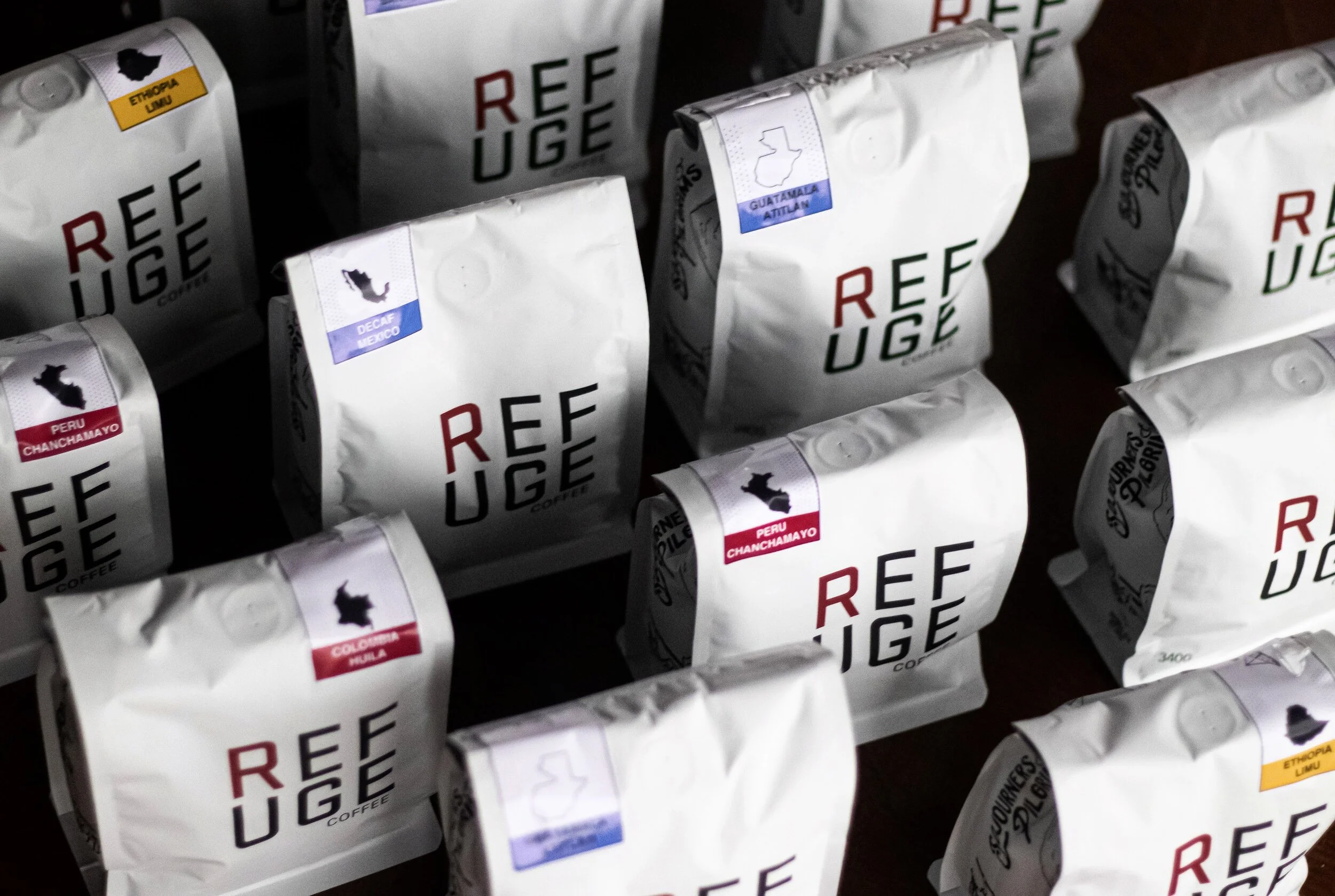 Refuge Coffee Bags at Refuge Coffee Roastery in Fairhope Alabama