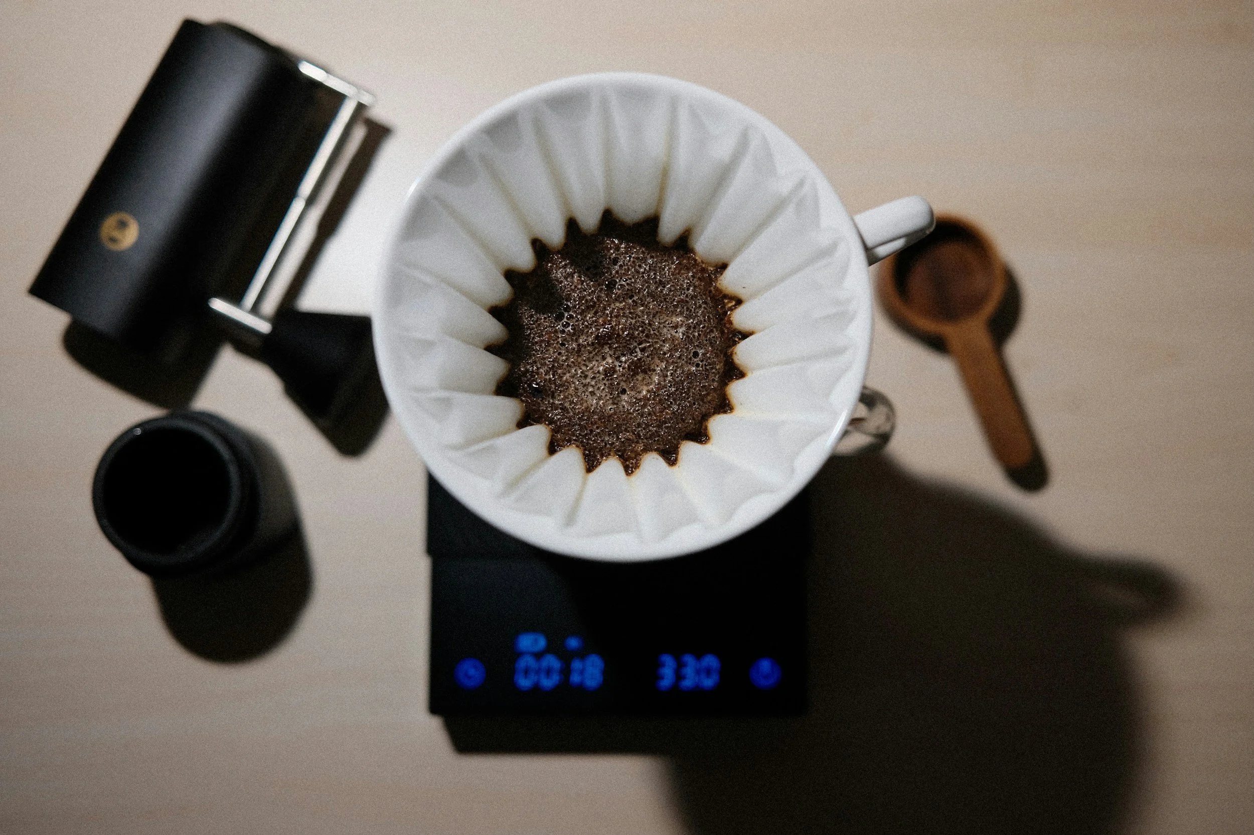 Measuring a pour over with a scale
