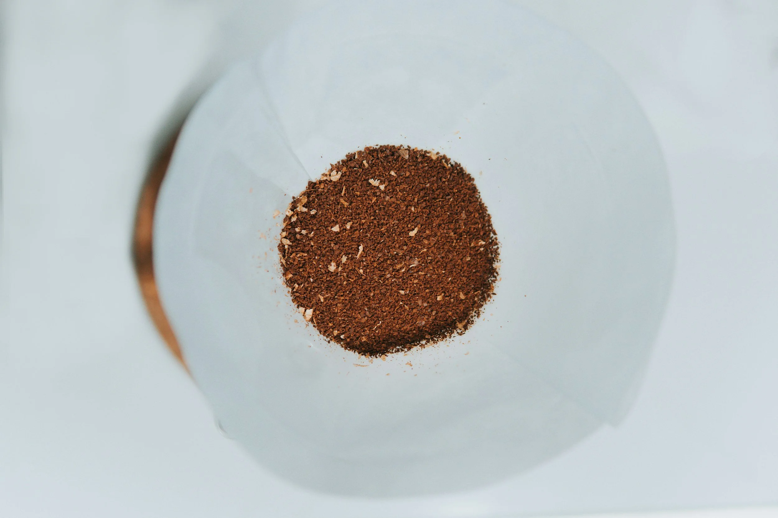 Coffee Grinds in a Pour Over Filter