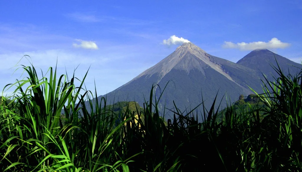 Fuego Volcano in Acatenango Valley coffee growing region in Guatemala
