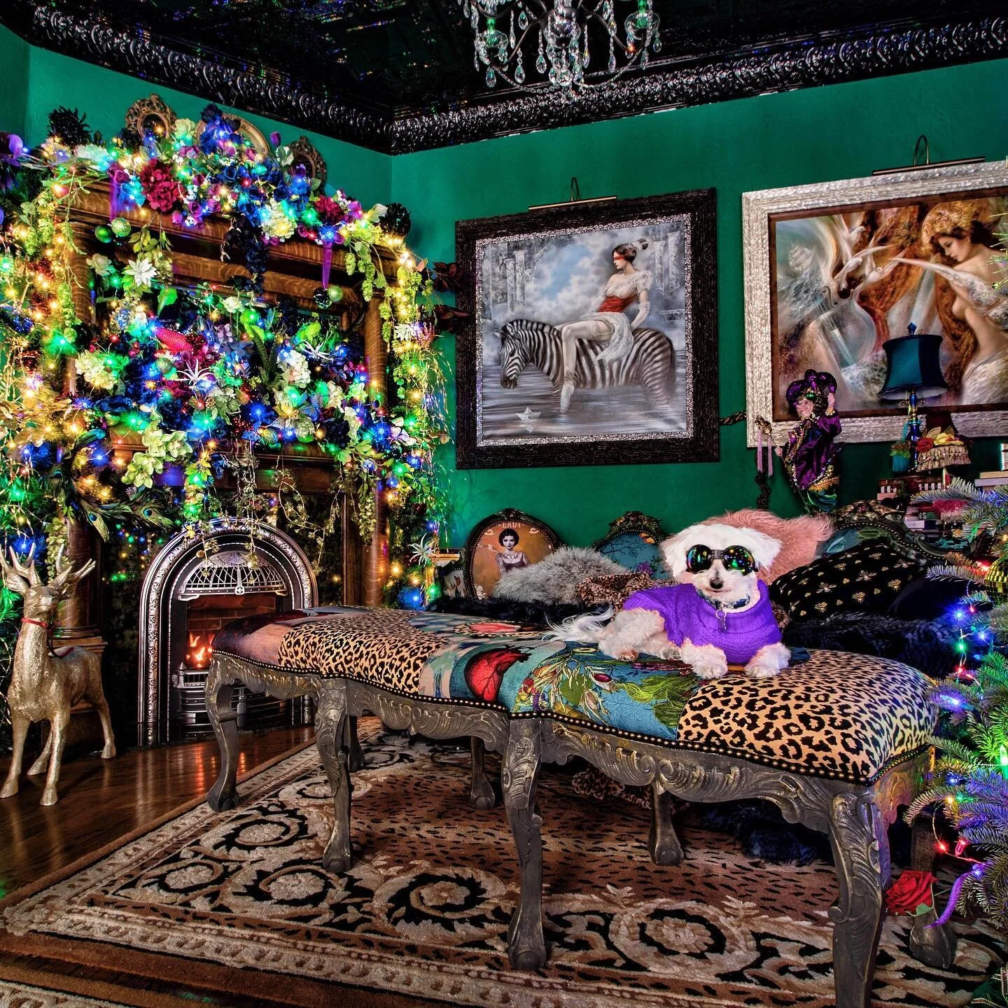 We go from Sunday’s magnificent handmade mantlepiece by @moveovermagnolia to this massive mound of holiday debris & if you think this fireplace is out of control, wait til you see the other one. So many balls; so little time. π€·πΌ‍βοΈ Me