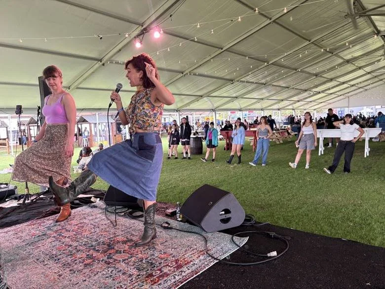 Double or Nothing teaching line dancing at Circuit of the Americas in Austin