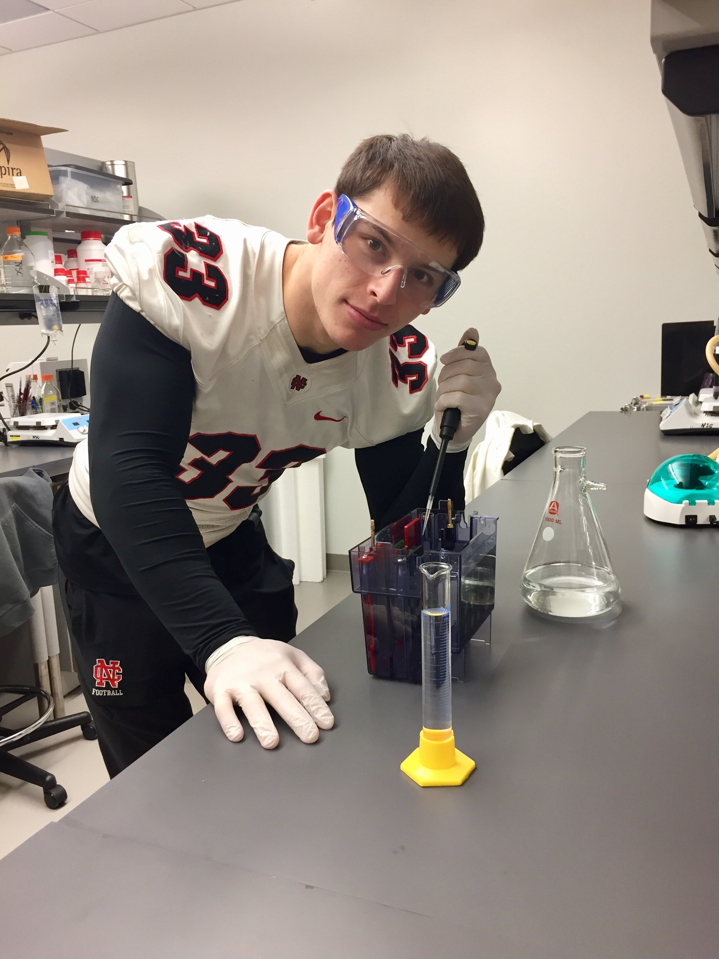 Ben pipetting directly into the transfer box